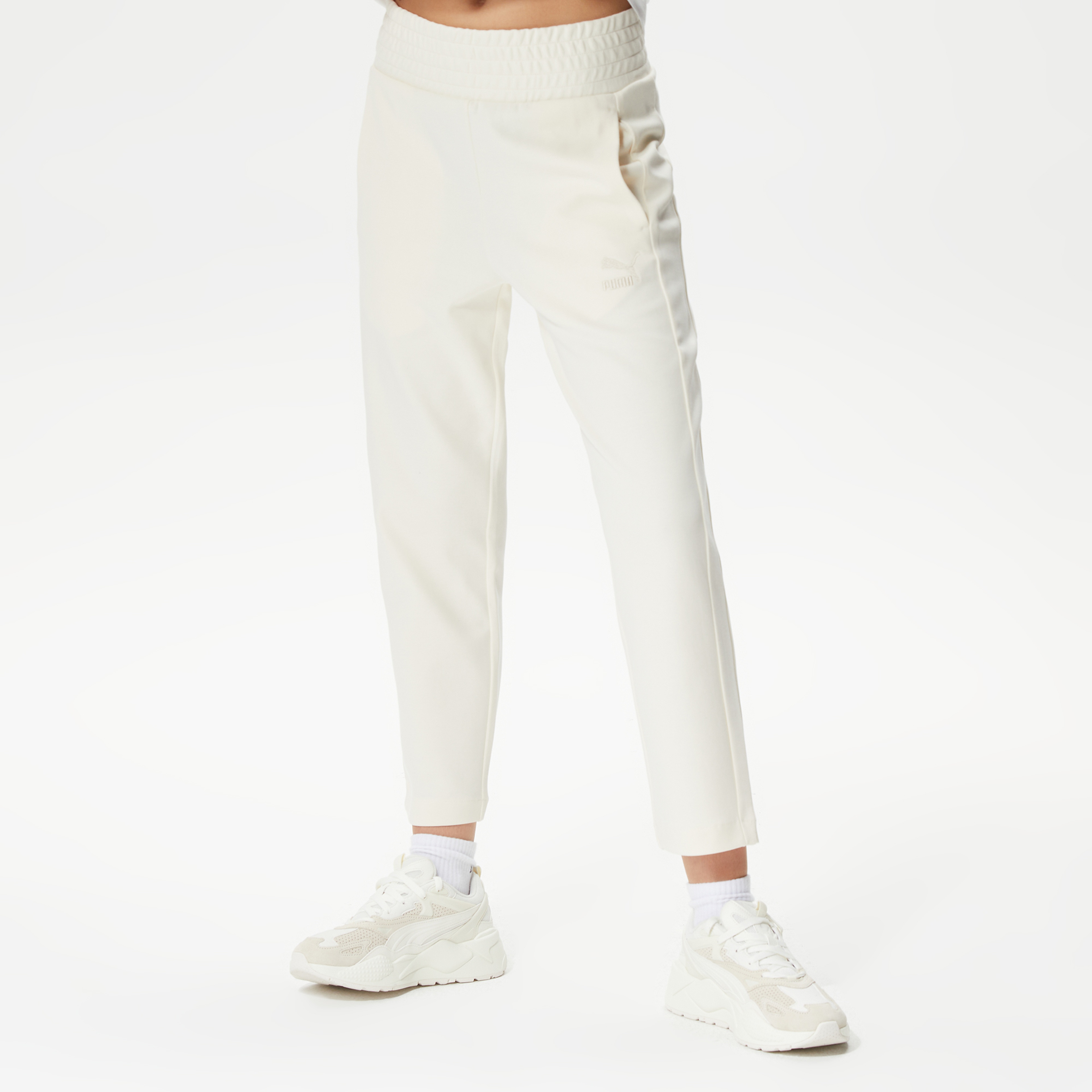 Puma T7 High Waist Kadın Beyaz Eşofman Altı
