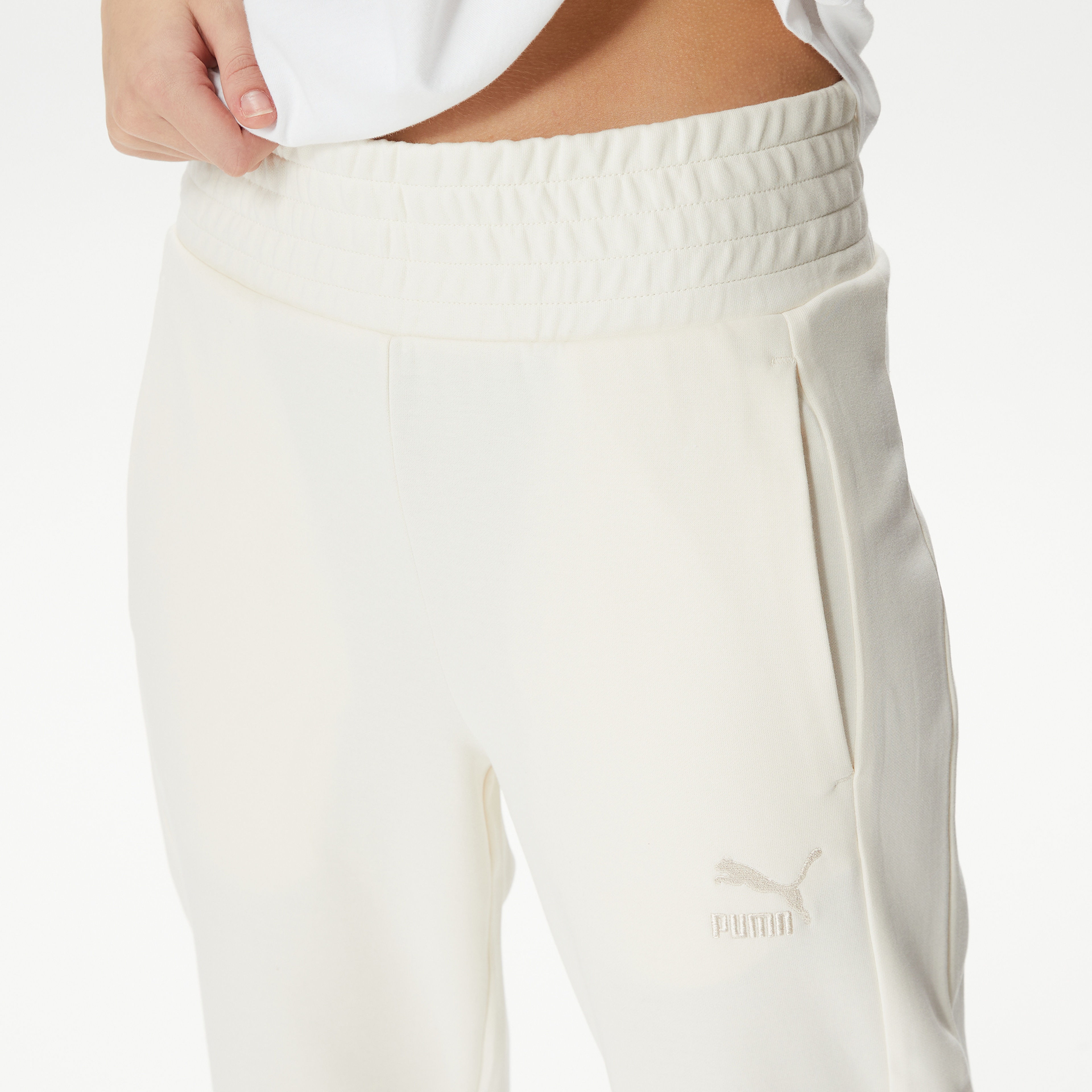 Puma T7 High Waist Kadın Beyaz Eşofman Altı