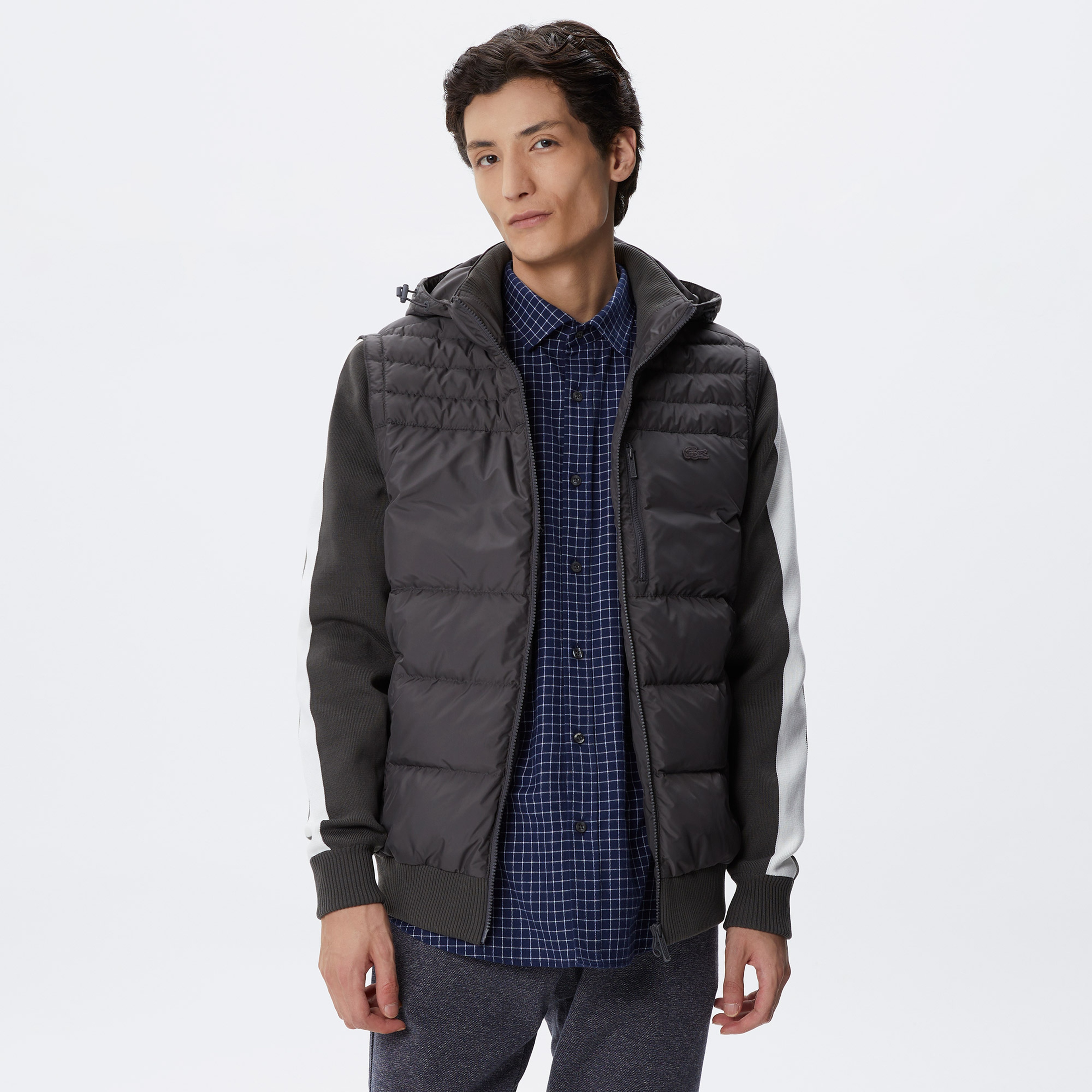 Erkek Kapüşonlu Gri Mont