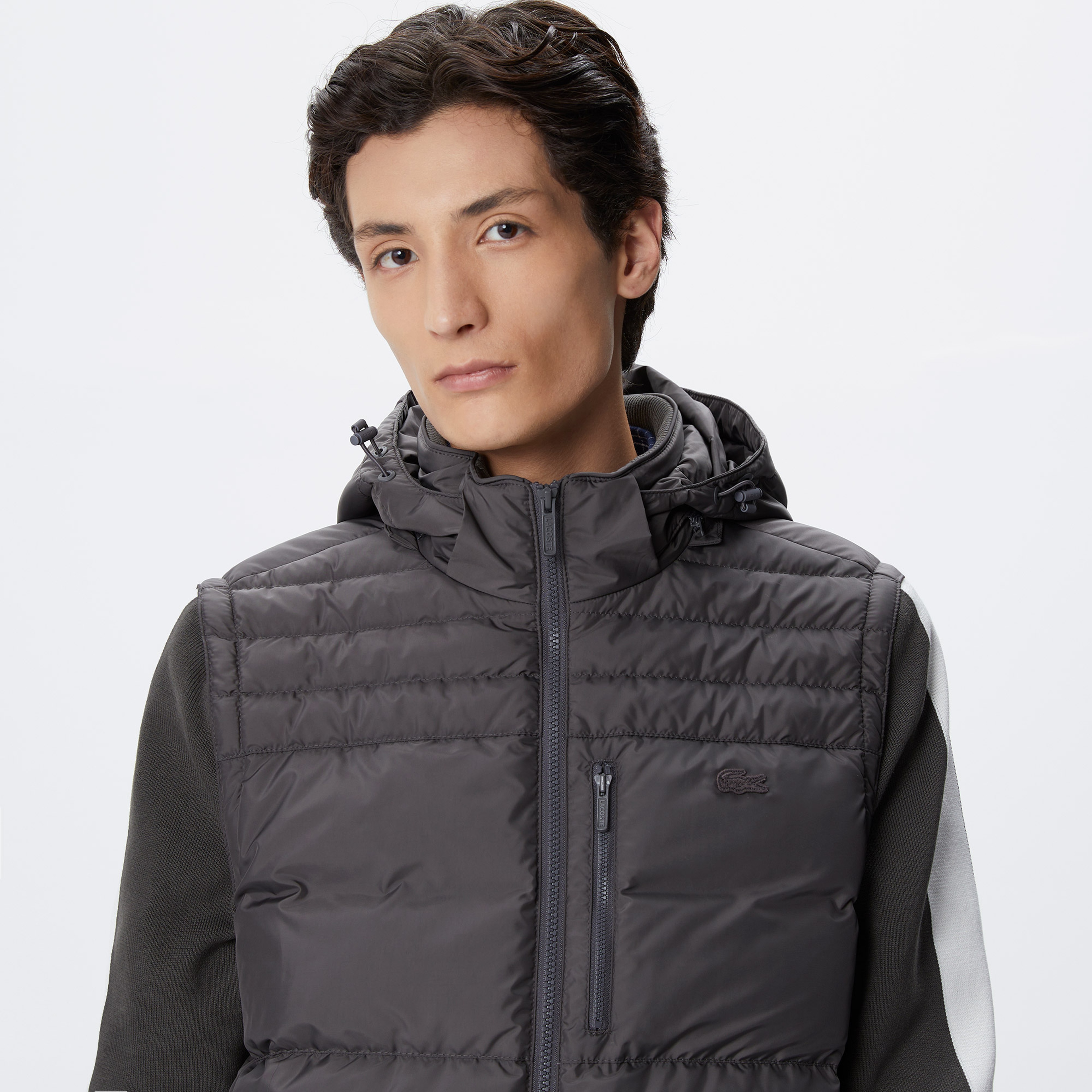 Erkek Kapüşonlu Gri Mont