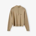 Kadın Relaxed Fit Yarım Fermuarlı Krem Triko