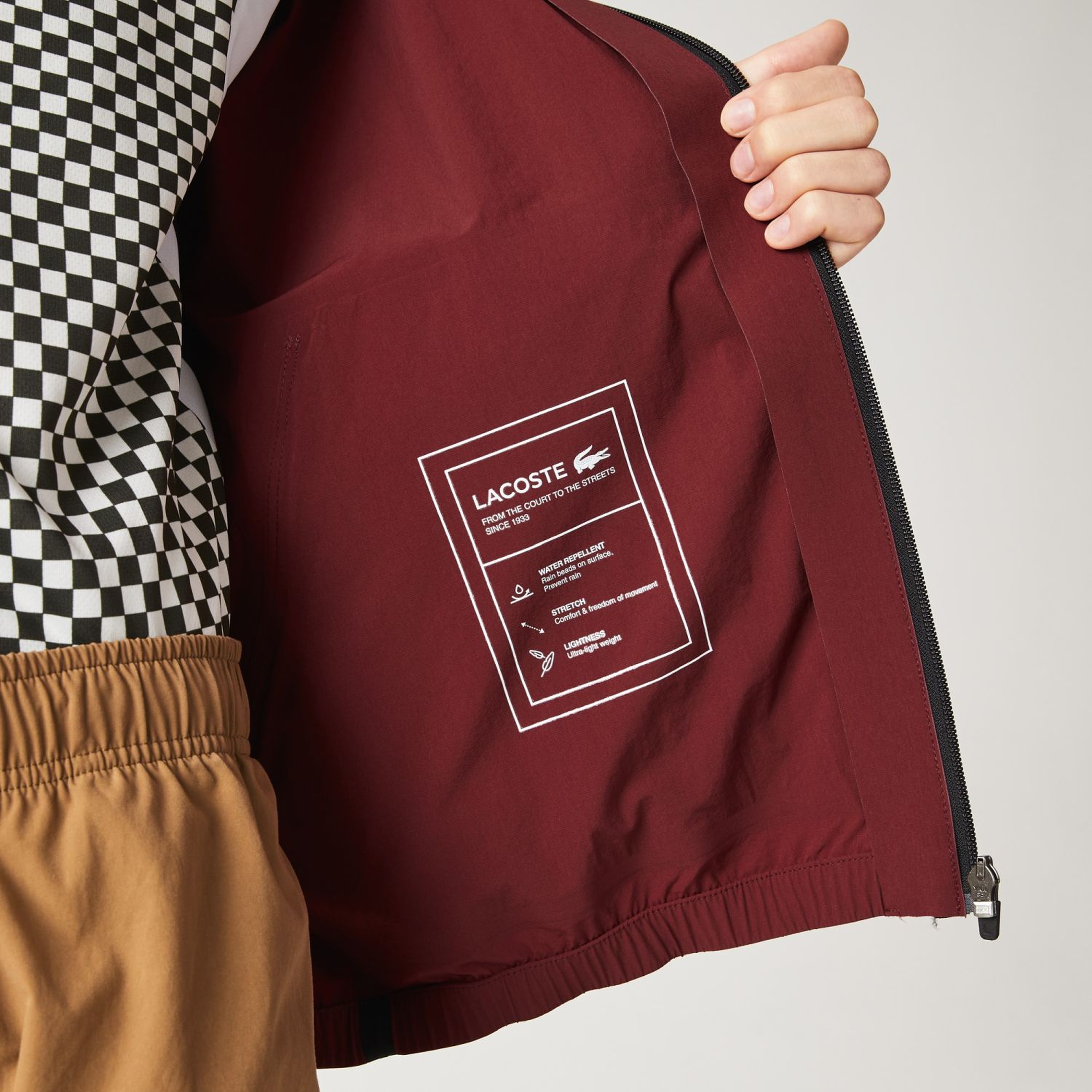 Lacoste Active Erkek Kapüşonlu Baskılı Bordo Mont