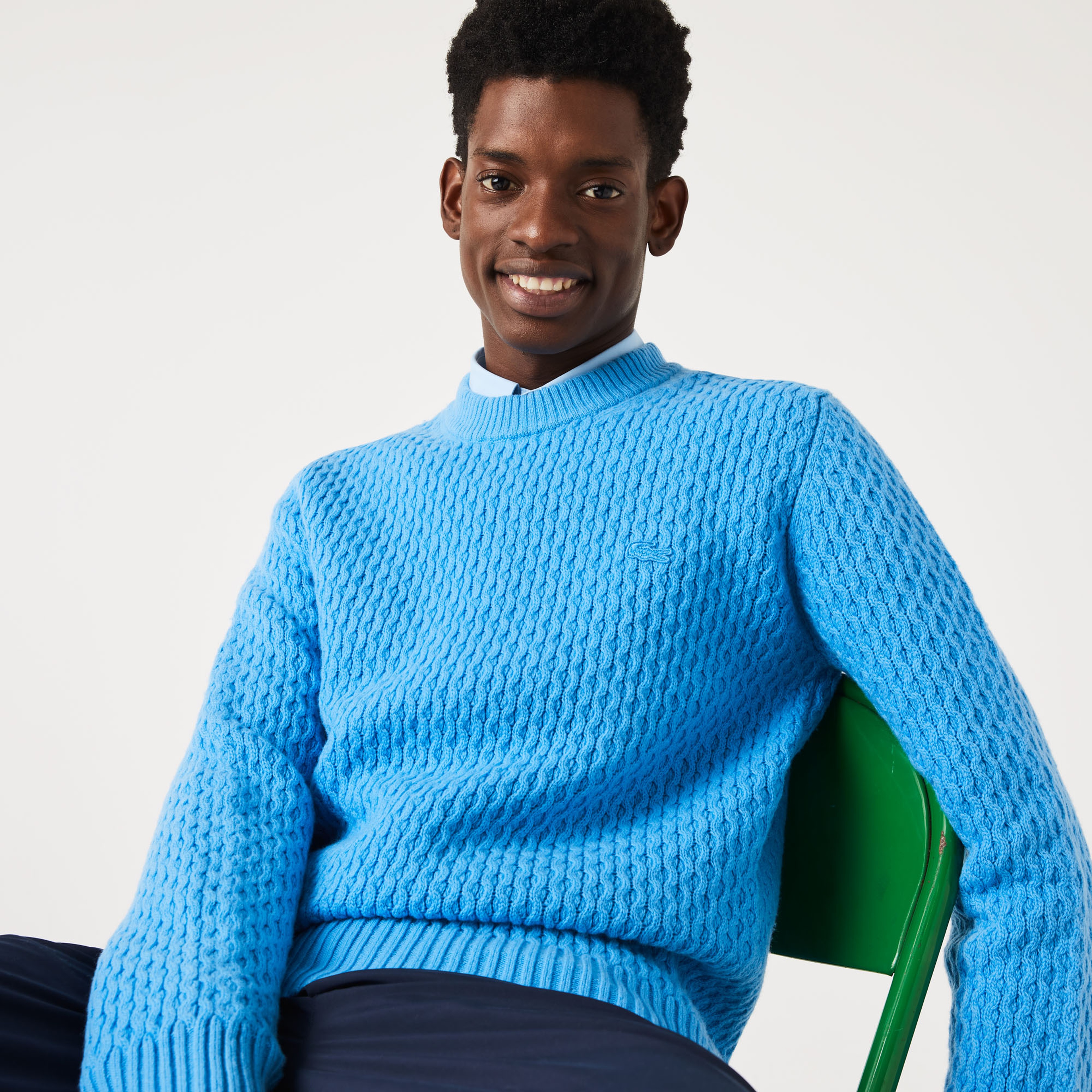 Lacoste Erkek Bisiklet Yaka Mavi Yün Kazak8 - XLAH0221| Occasion