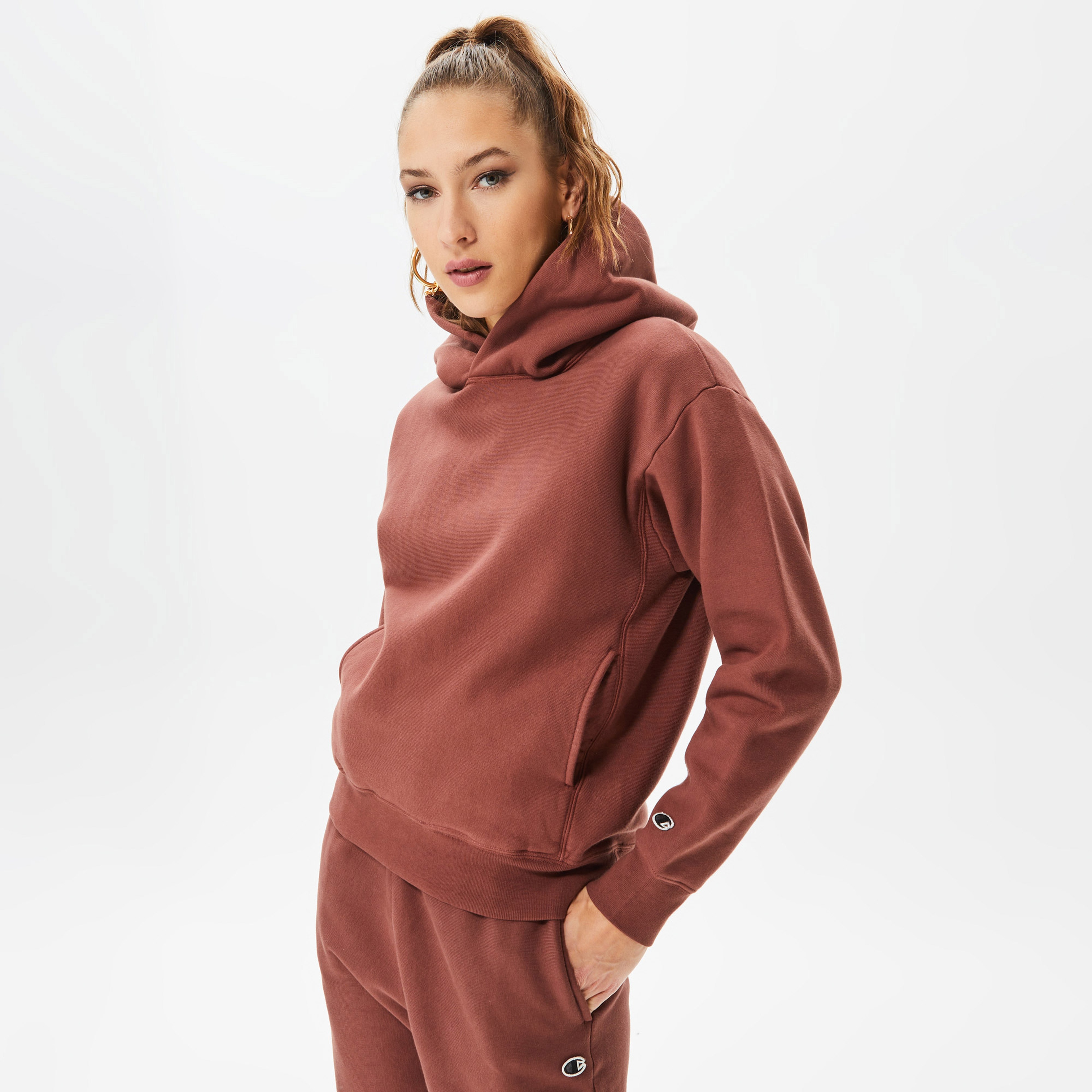 Champion Hooded Kadın Bordo Hoodie