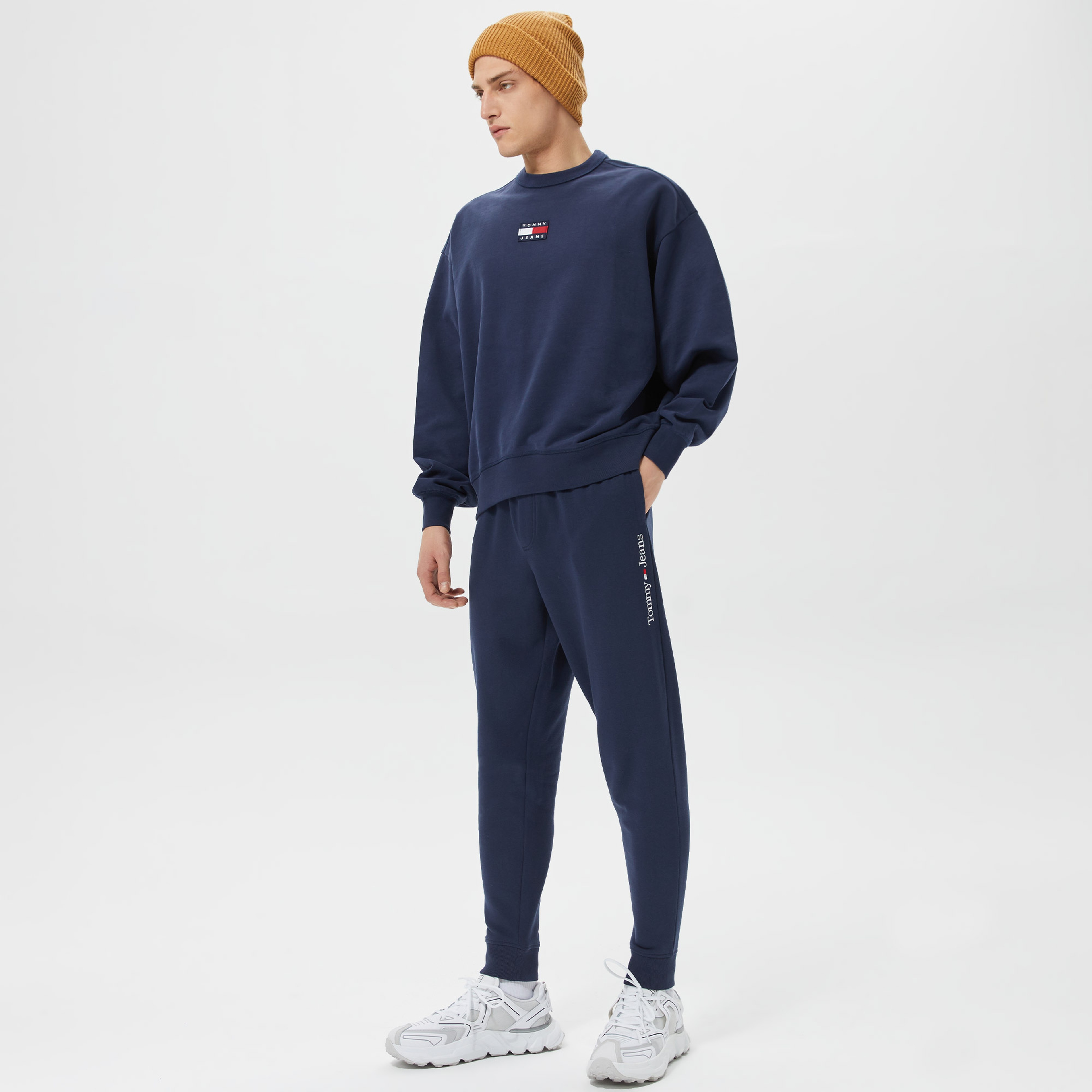 Tommy Jeans Regular Linear Erkek Mavi Eşofman Altı