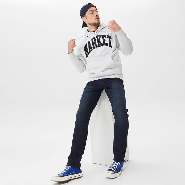 Market Chess Club Applique Fleece Erkek Beyaz Hoodie