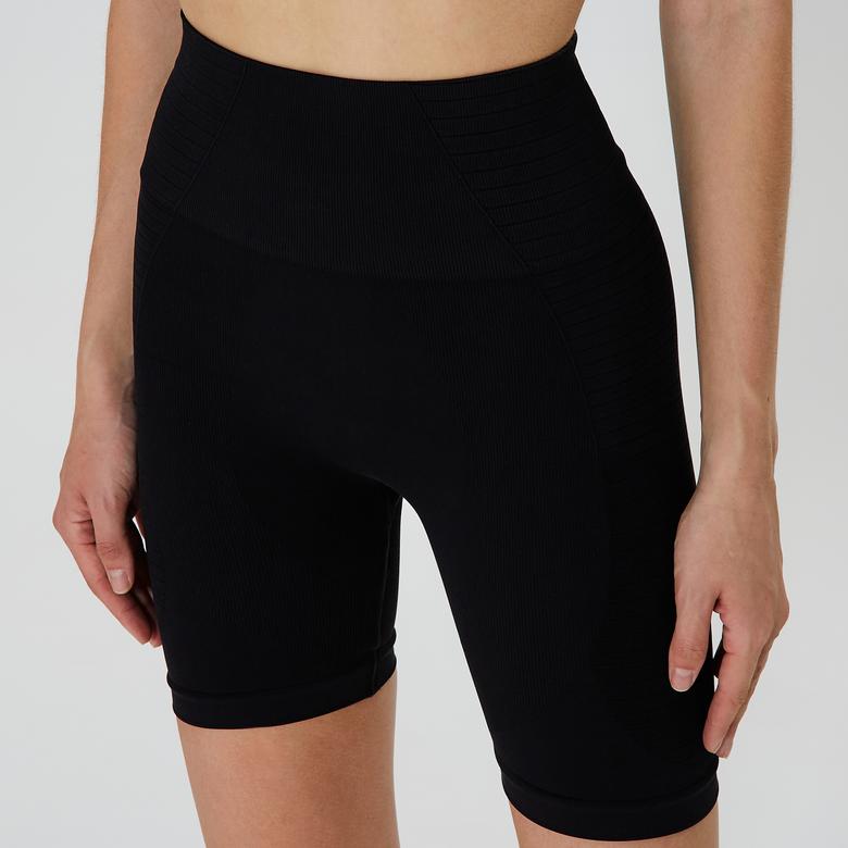 Jerf Gela Şekillendirici Sport Kadın Siyah Biker Tayt