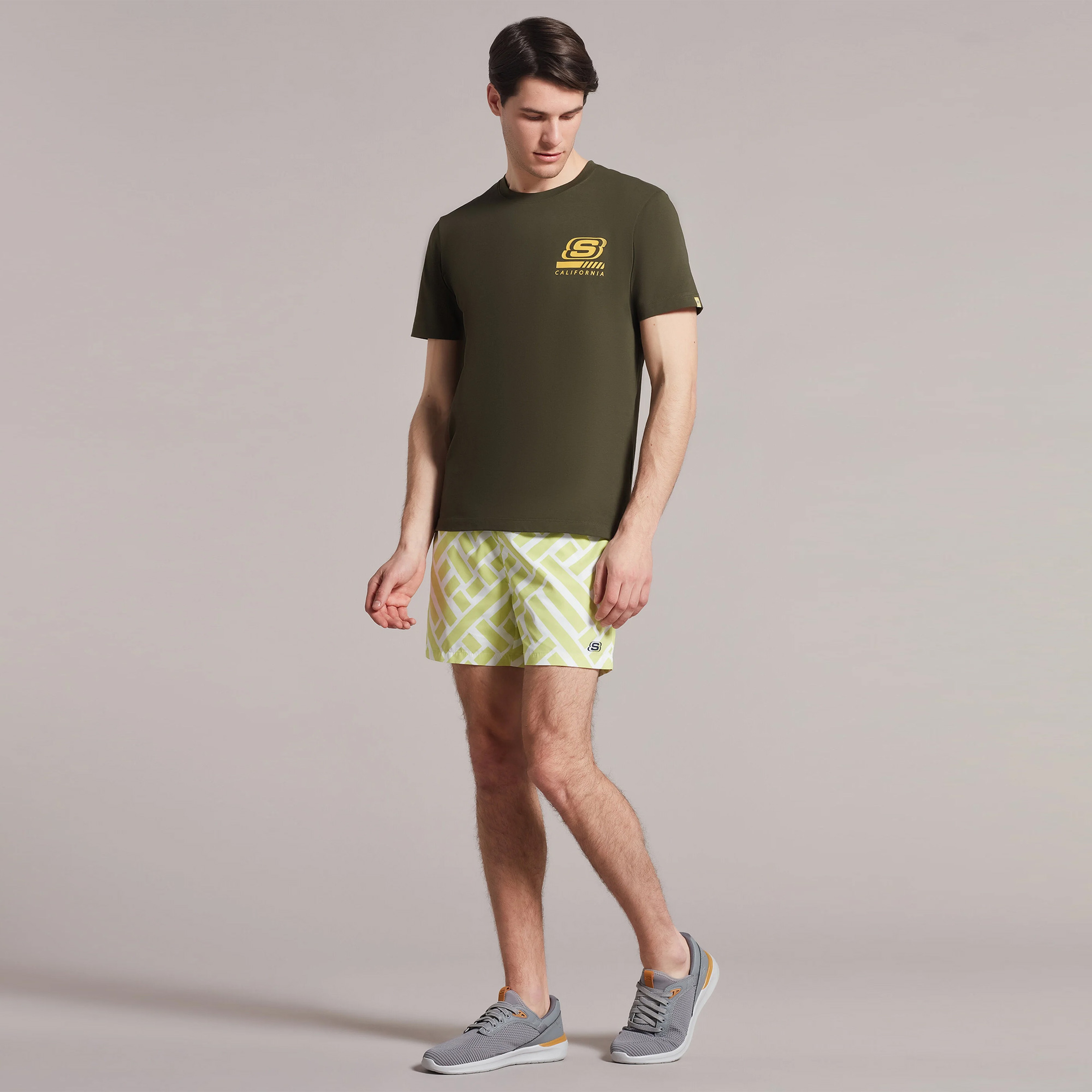 Skechers Swimwear Printed 5Inch Swim Erkek Yeşil Deniz Şortu