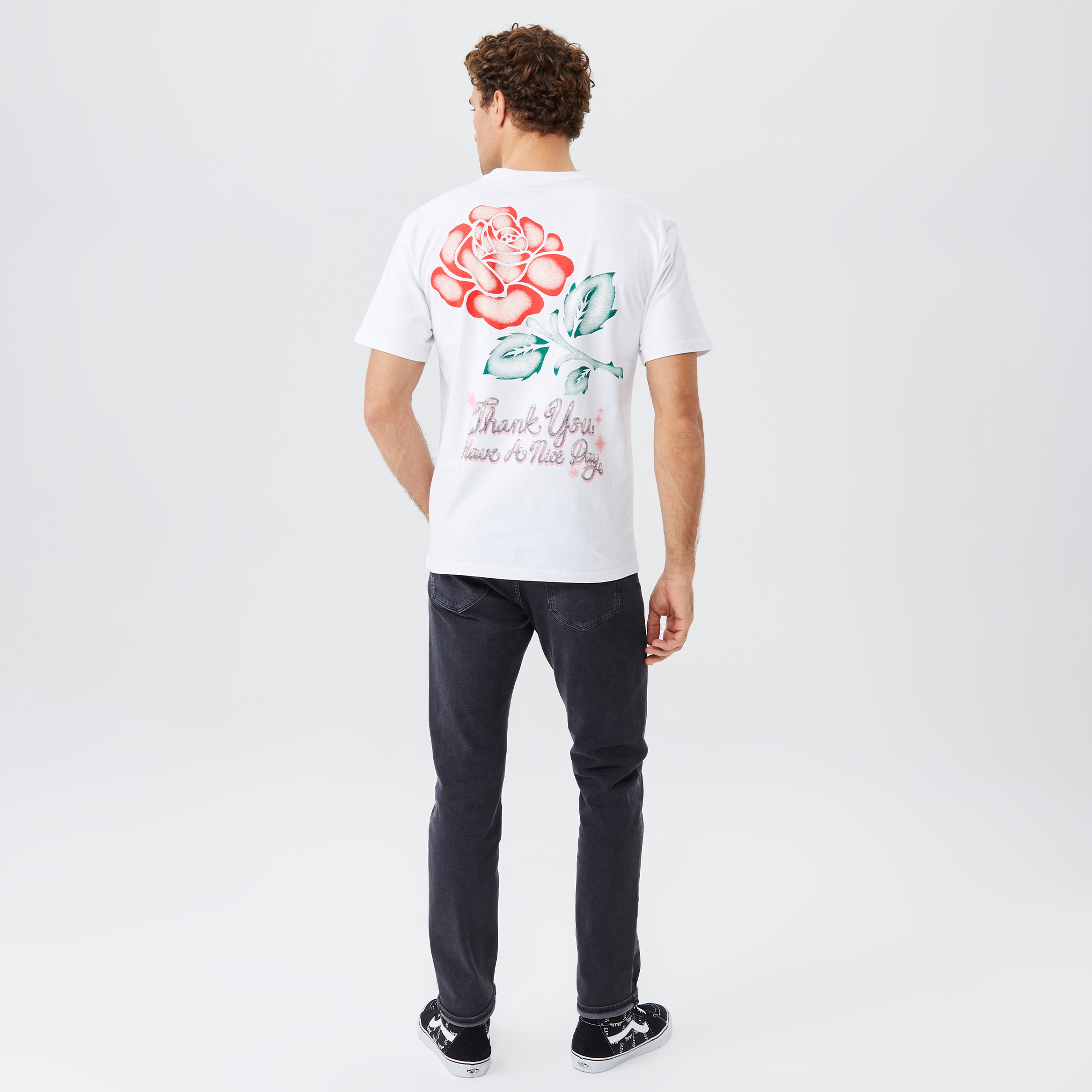 Market Thank You Rose Erkek Beyaz T-Shirt