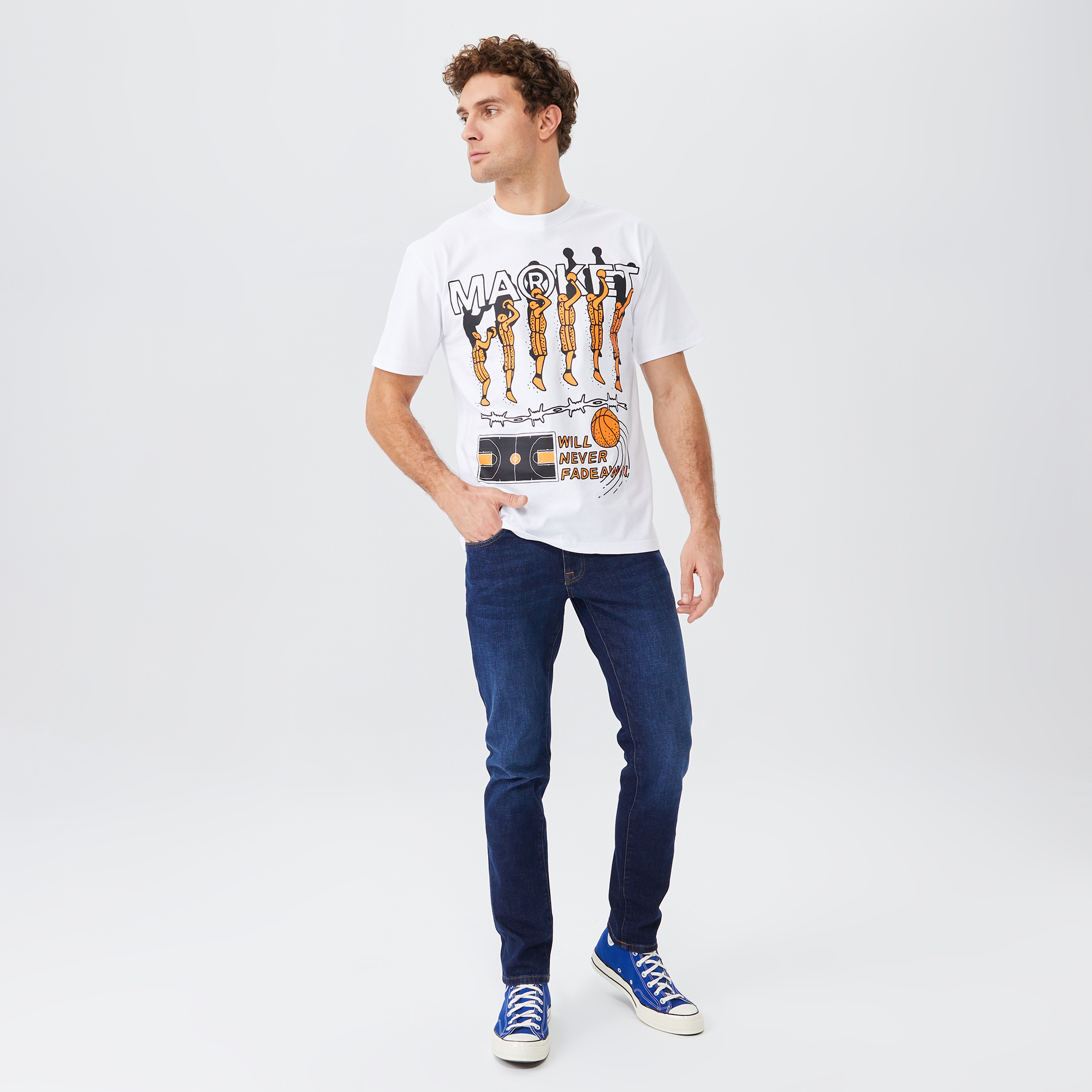 Market Jump Erkek Beyaz T-Shirt