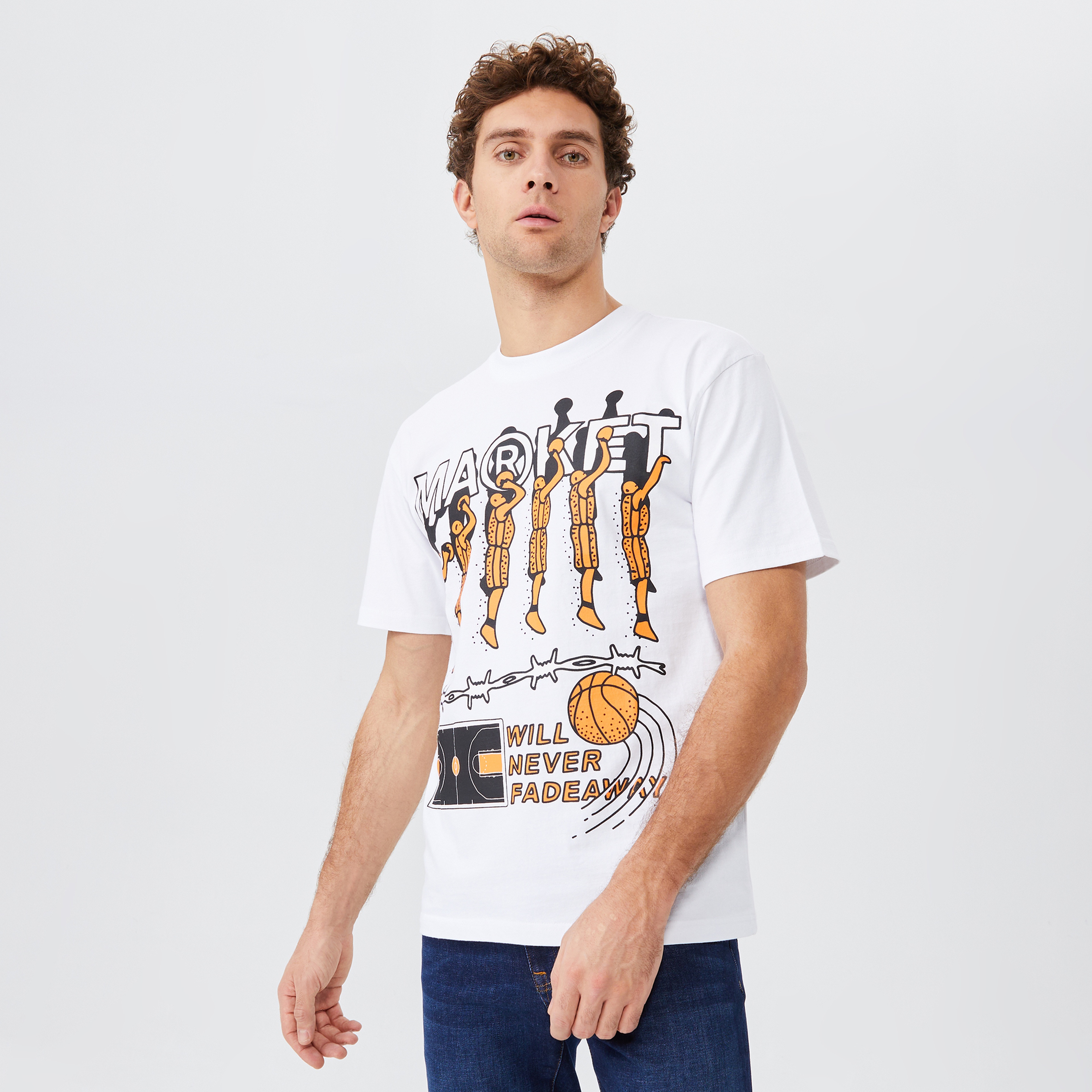 Market Jump Erkek Beyaz T-Shirt
