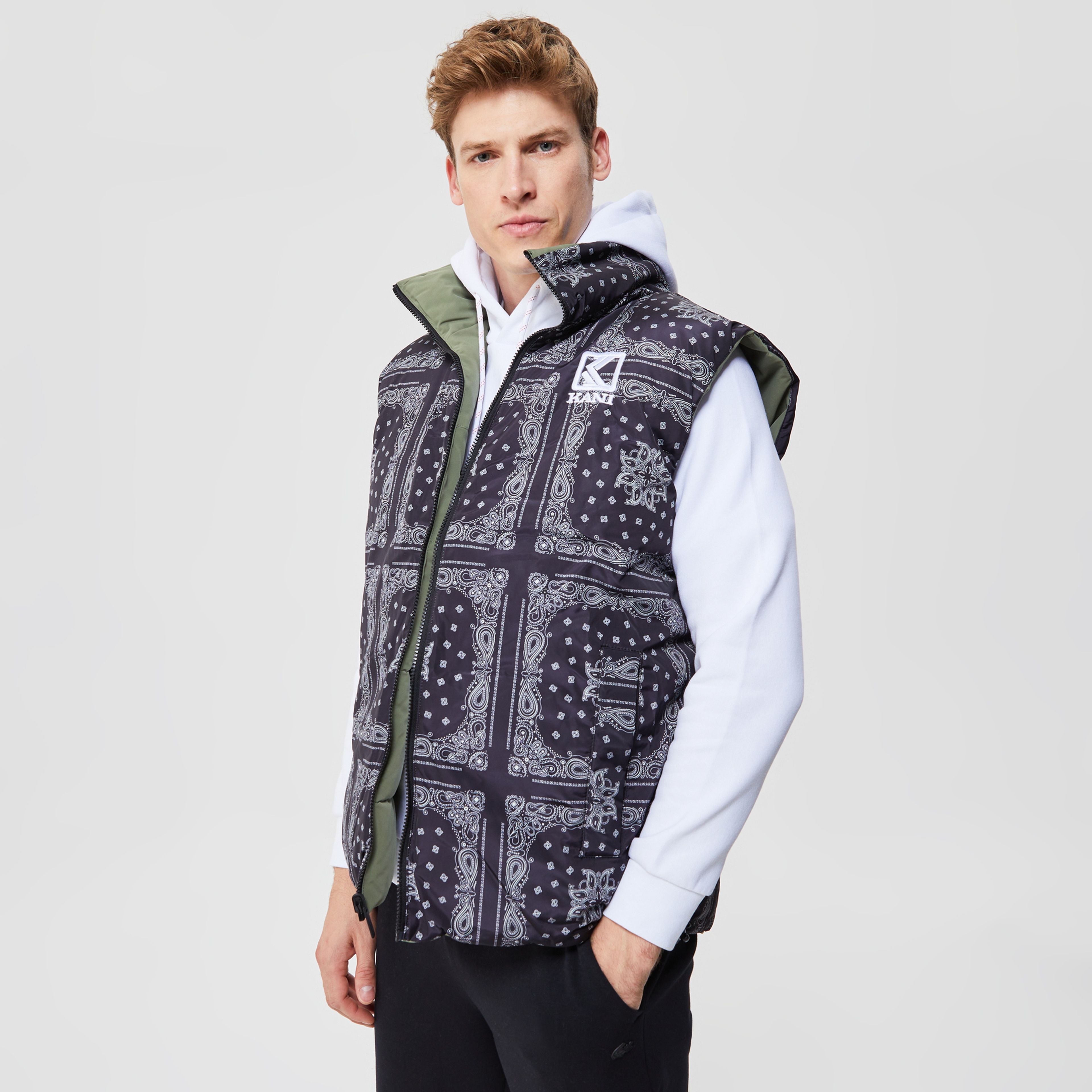 Karl Kani OG Reversible Paisley Puffer Erkek Yeşil Yelek