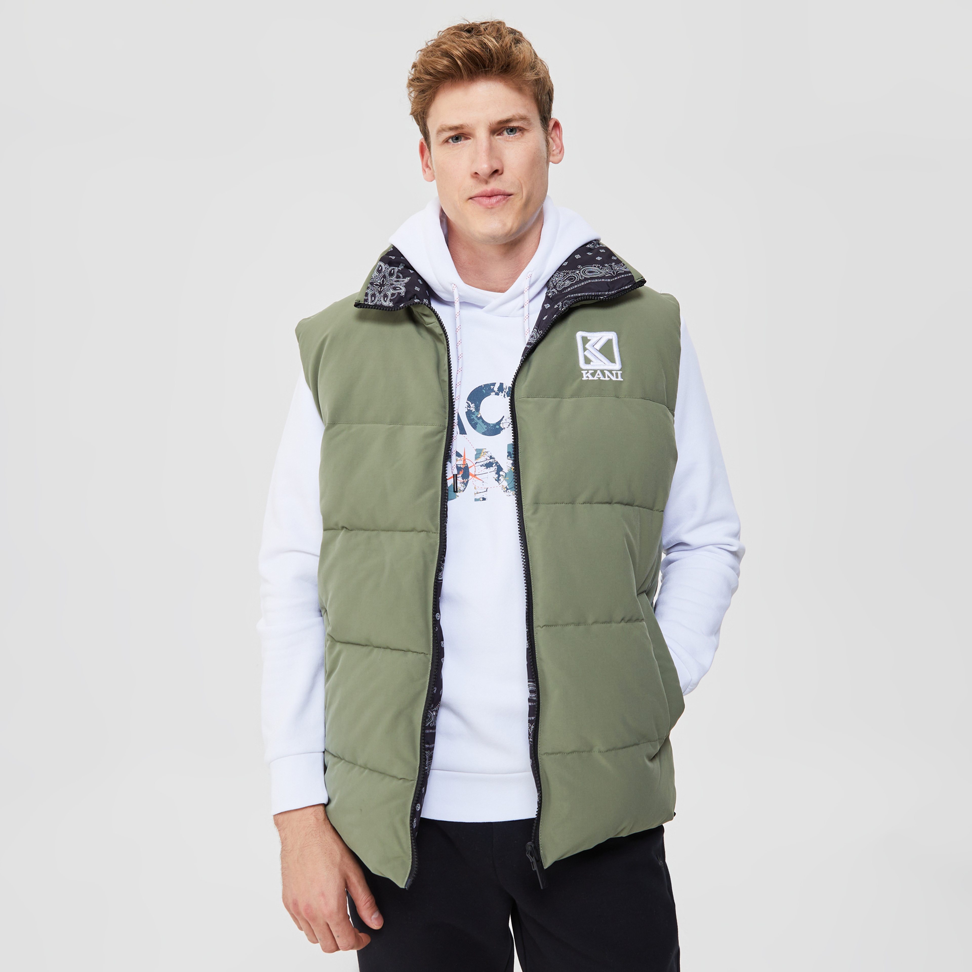 Karl Kani OG Reversible Paisley Puffer Erkek Yeşil Yelek