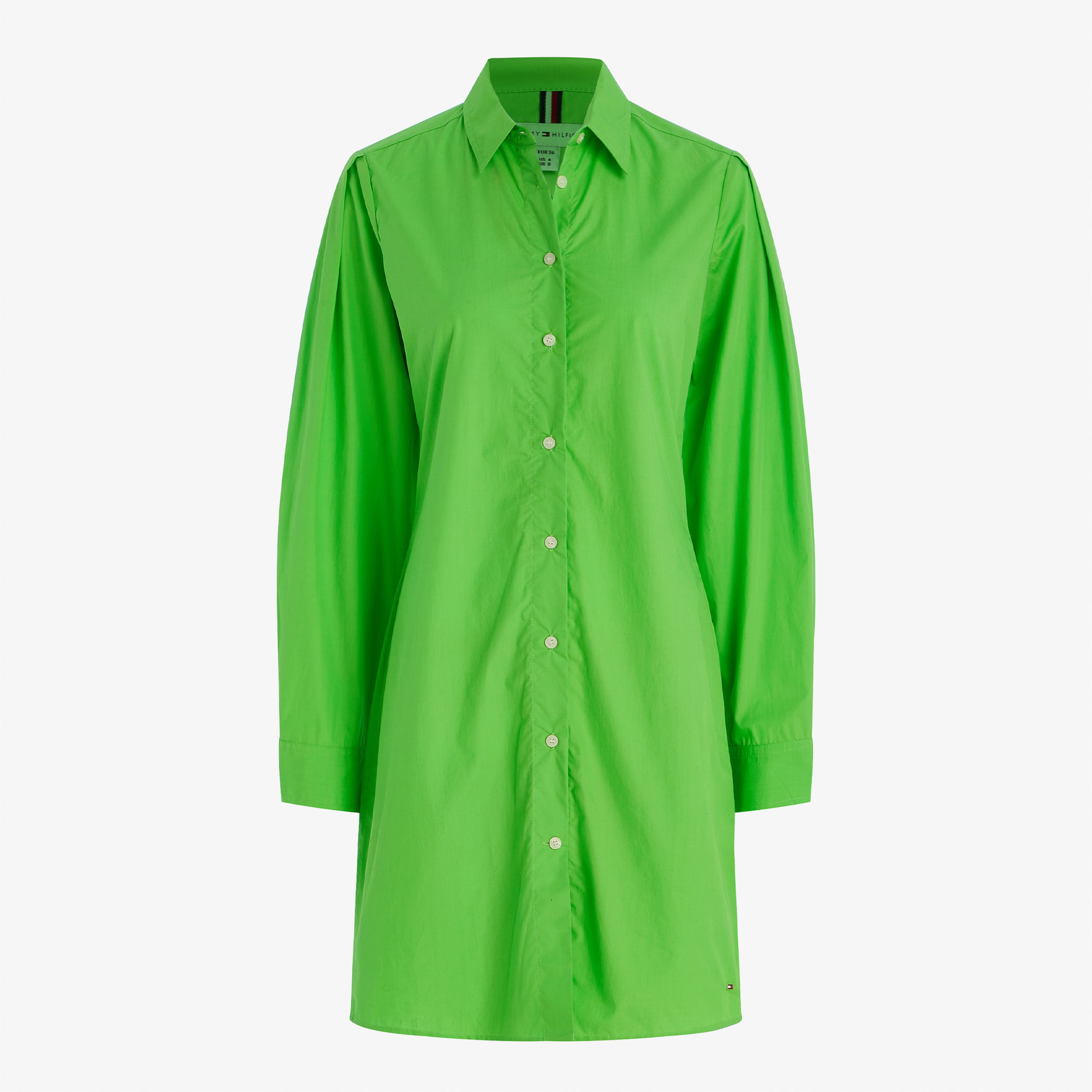 Tommy Hilfiger Org Co Poplin Kadın Yeşil Elbise