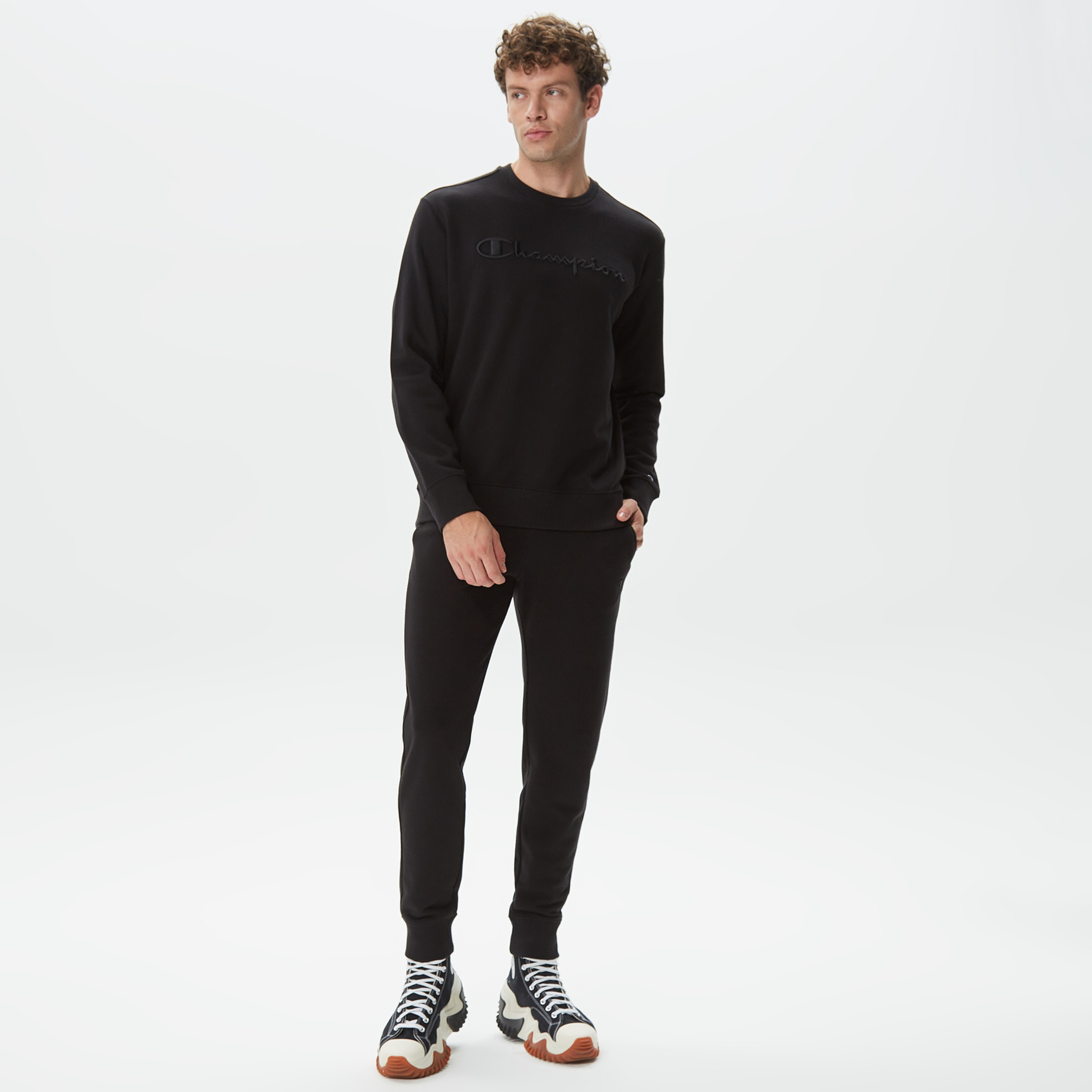 Champion Crewneck Erkek Siyah Sweatshirt