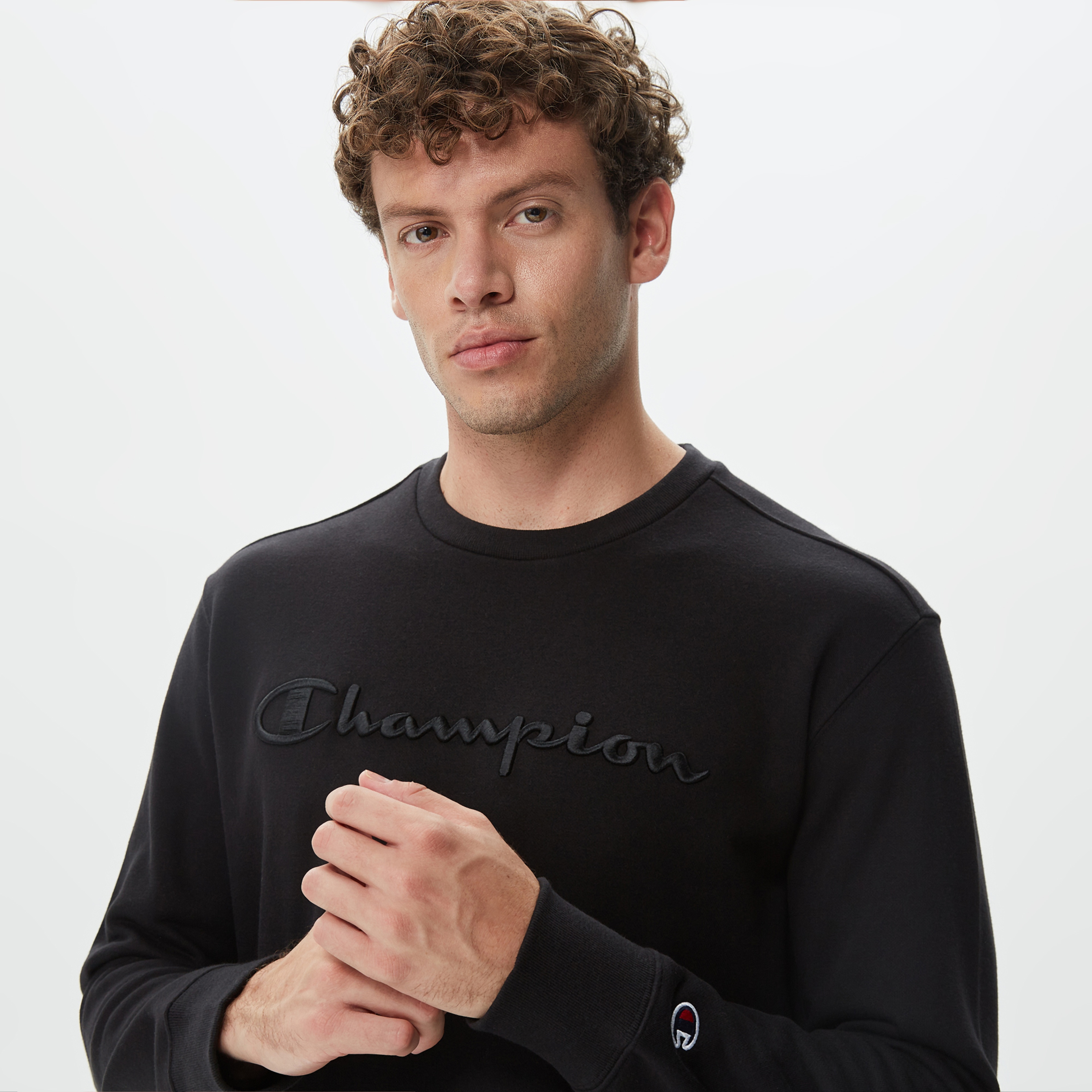 Champion Crewneck Erkek Siyah Sweatshirt