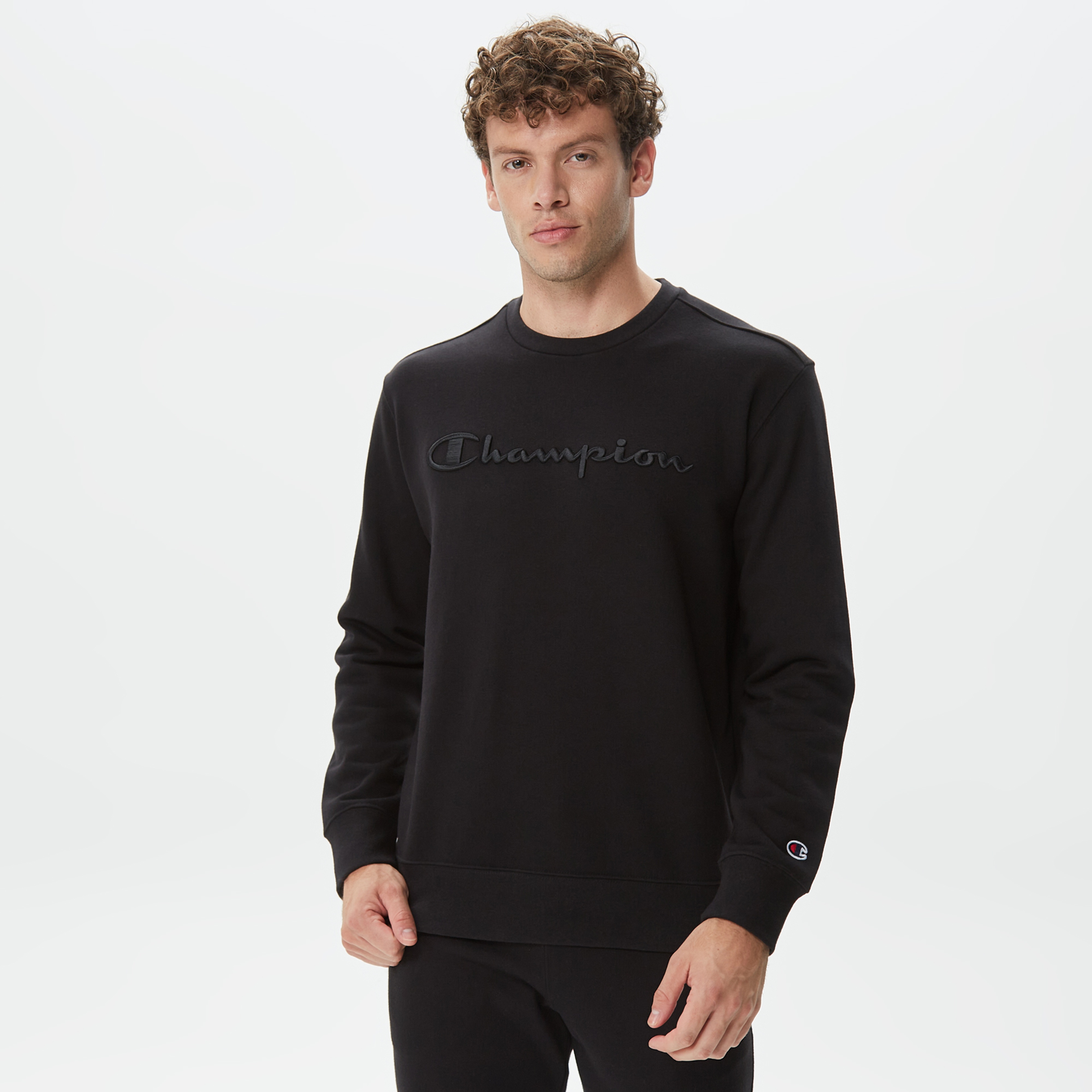 Champion Crewneck Erkek Siyah Sweatshirt
