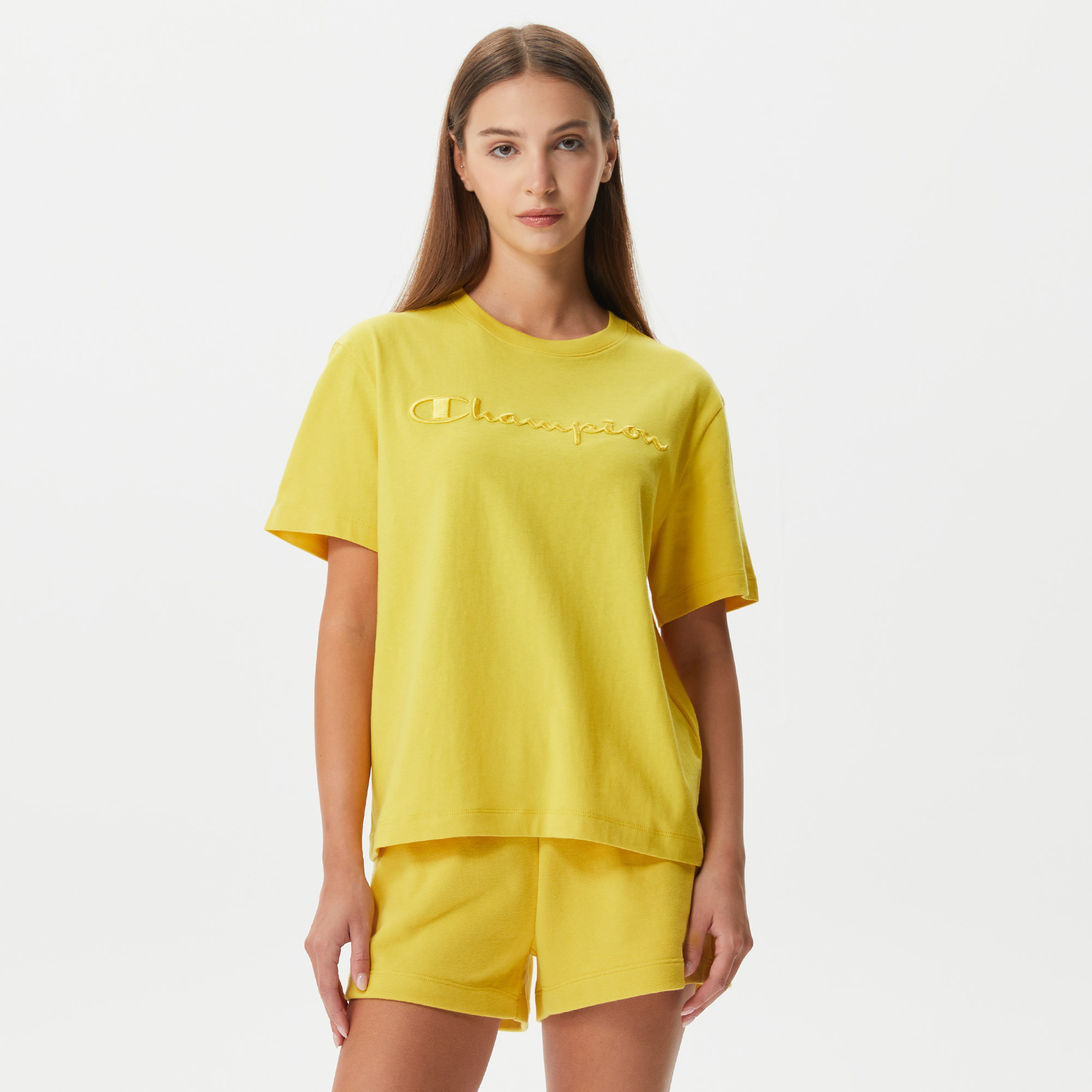 Champion Crewneck Kadın Sarı T-Shirt