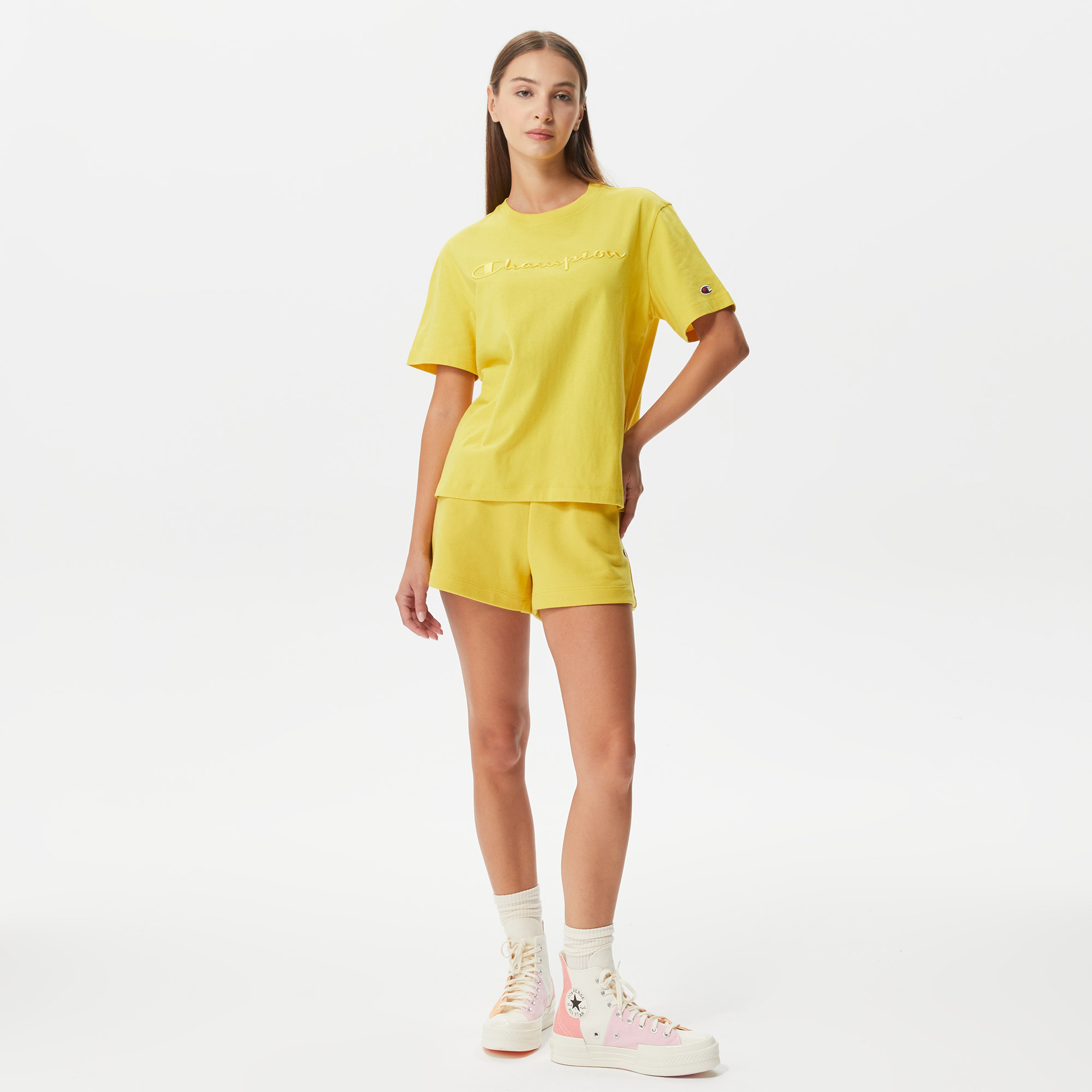 Champion Crewneck Kadın Sarı T-Shirt