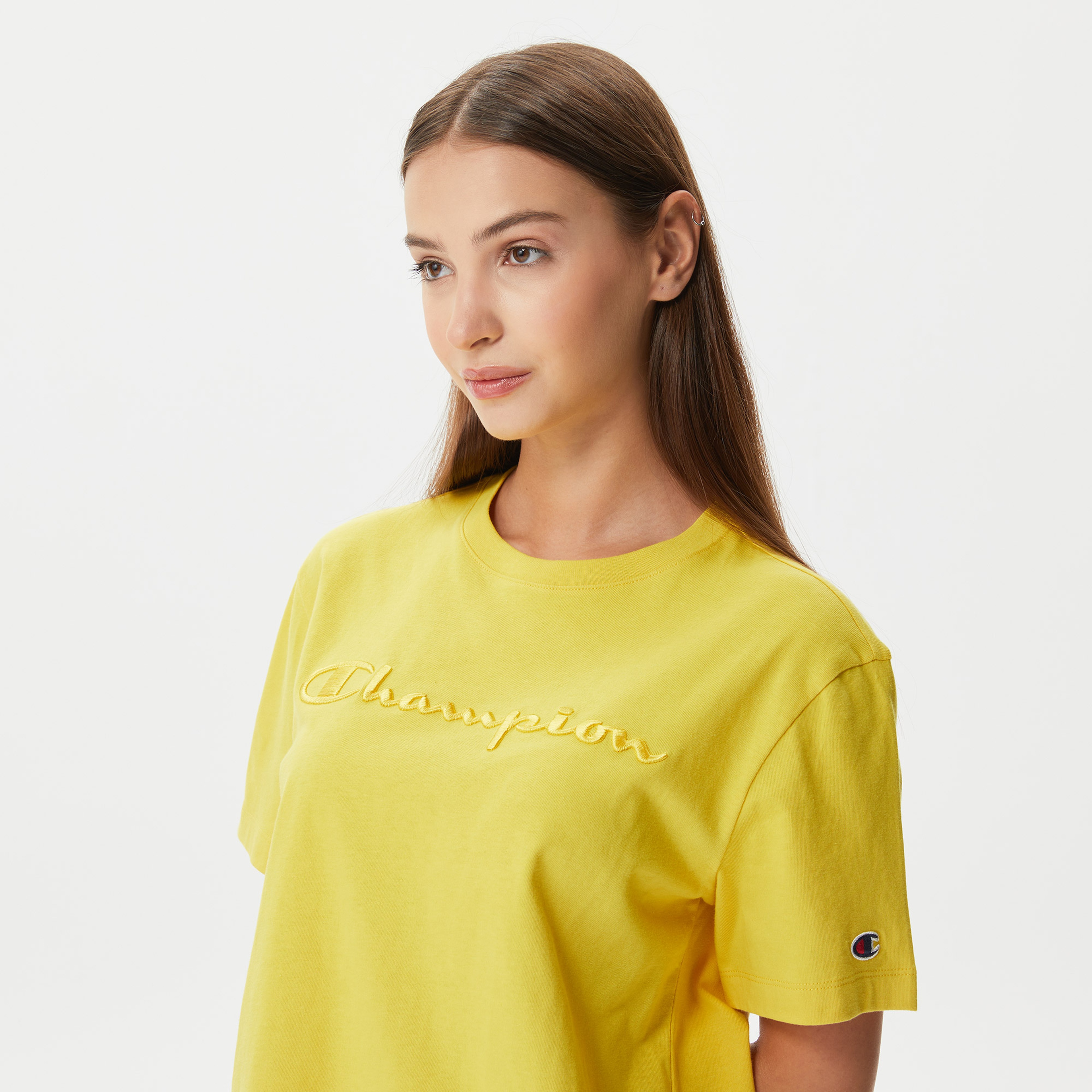 Champion Crewneck Kadın Sarı T-Shirt