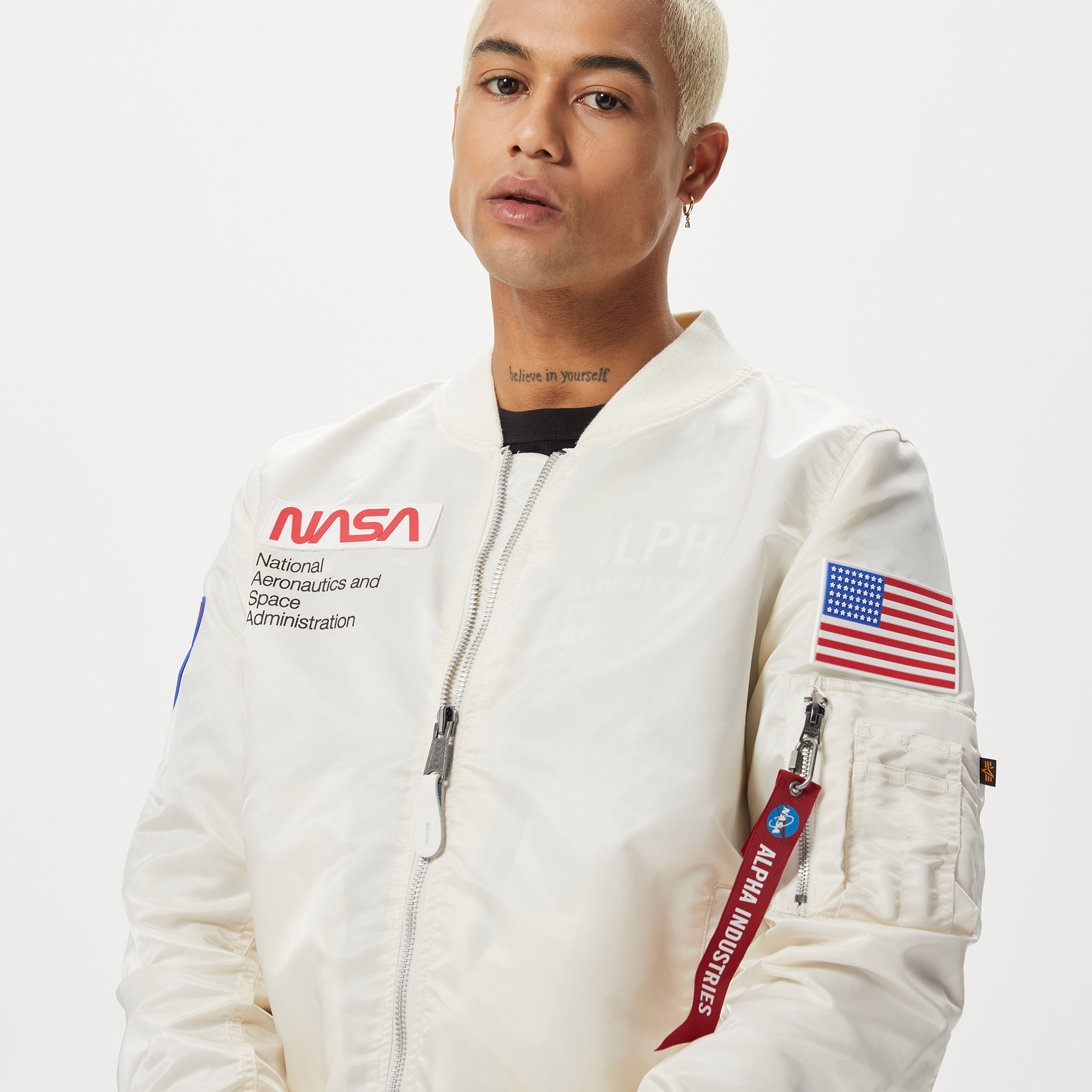 Alpha Industries Nasa Erkek Beyaz Ceket