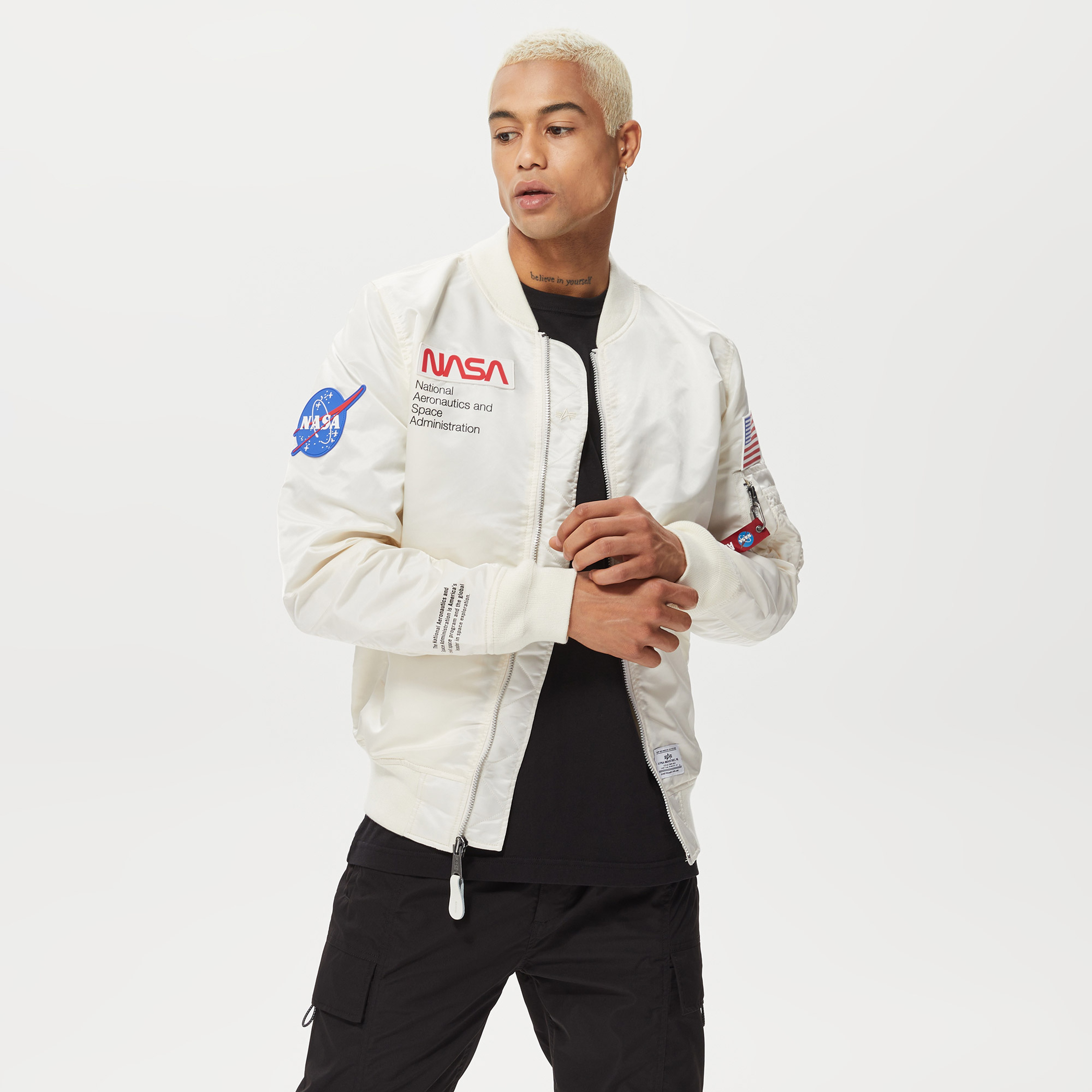 Alpha Industries Nasa Erkek Beyaz Ceket