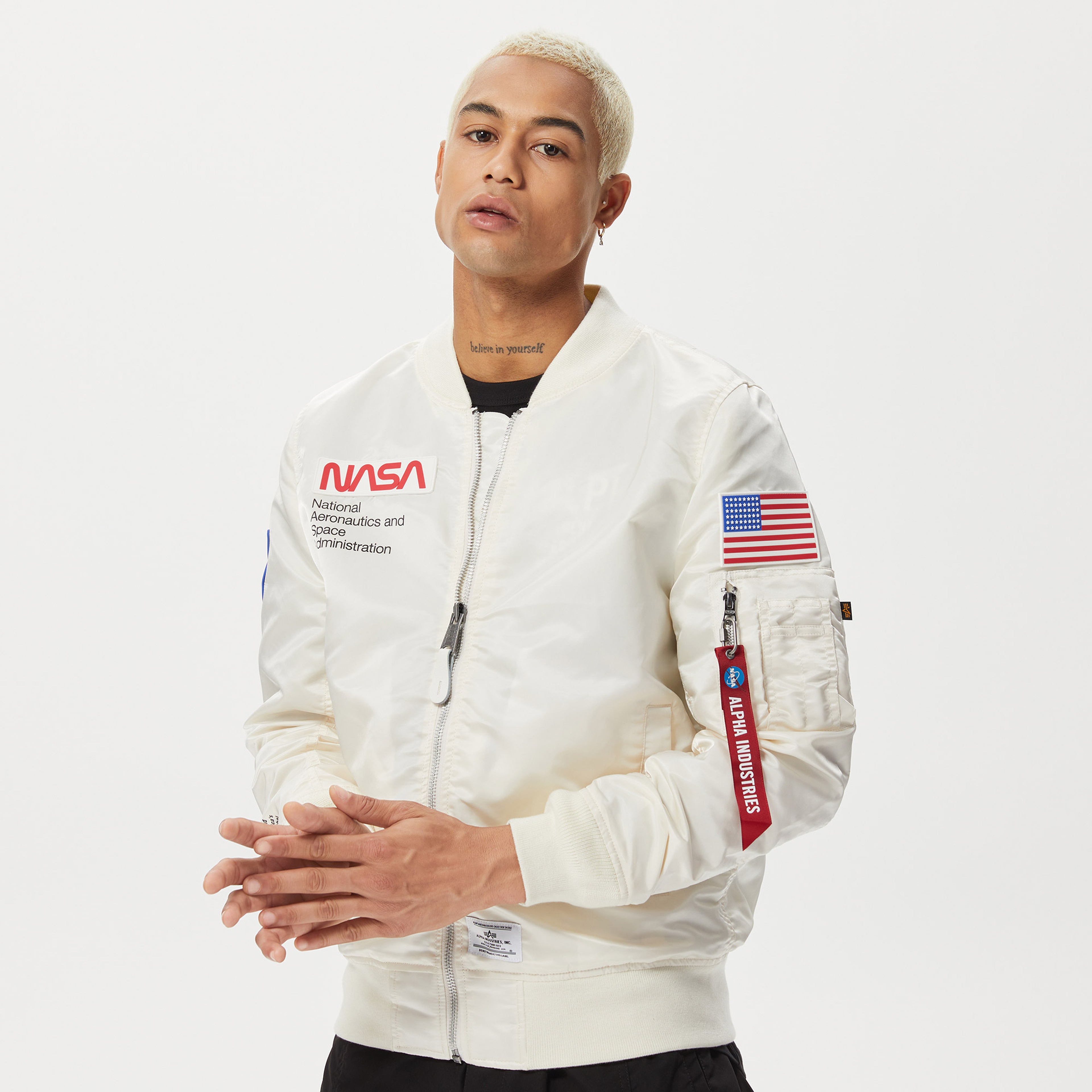 Alpha Industries Nasa Erkek Beyaz Ceket