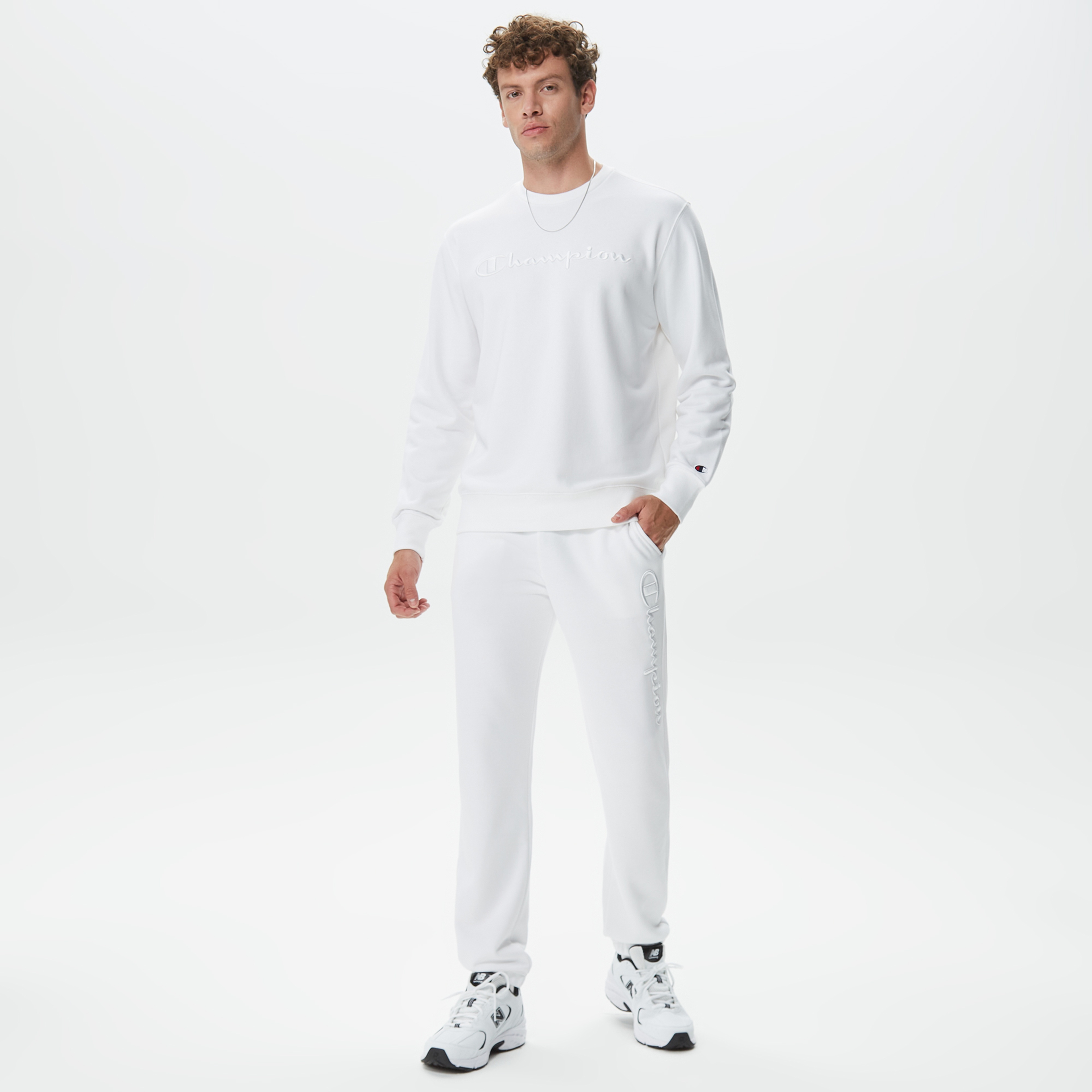 Champion Crewneck Erkek Beyaz Sweatshirt