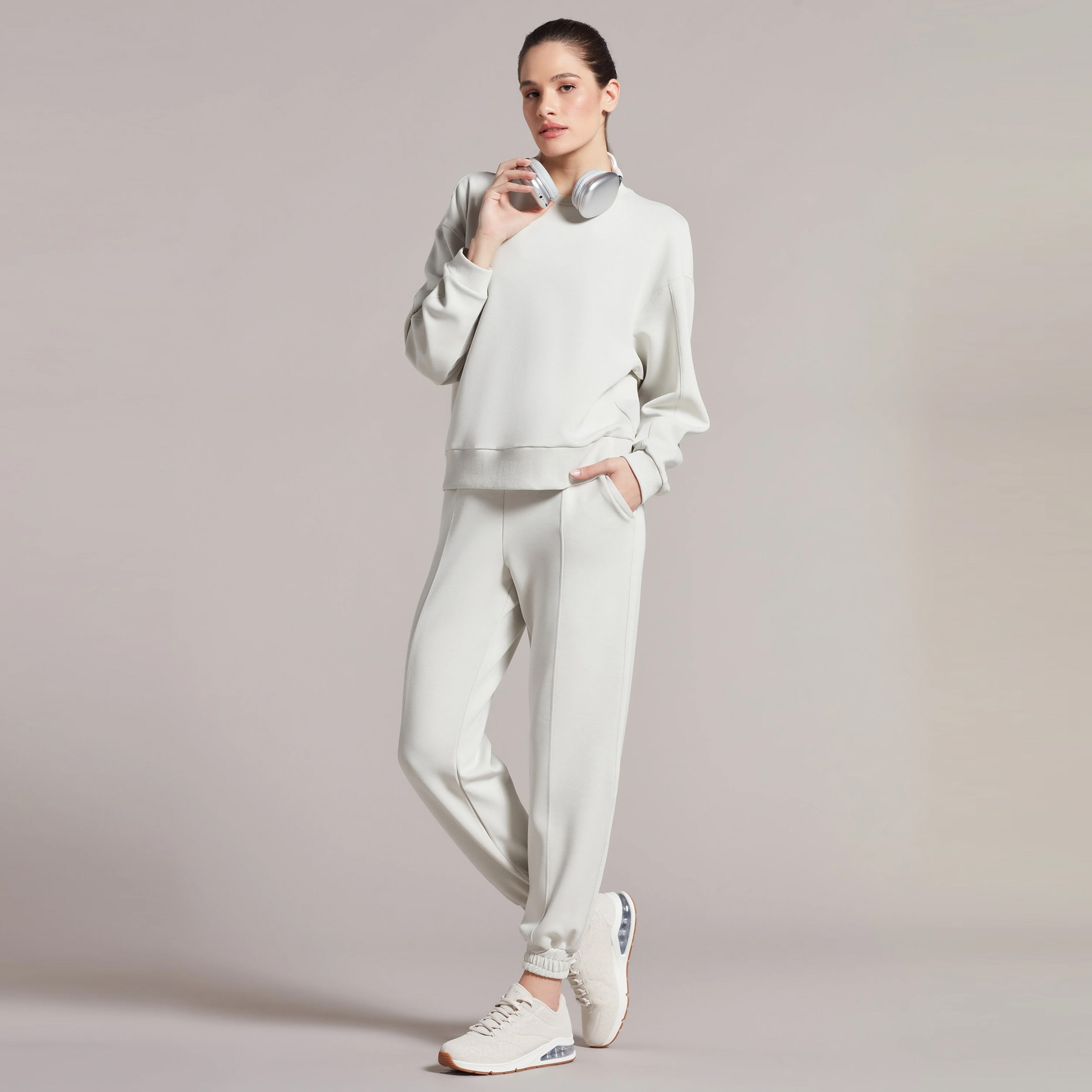 Skechers Soft Touch Crew Neck Kadın Gri Sweatshirt
