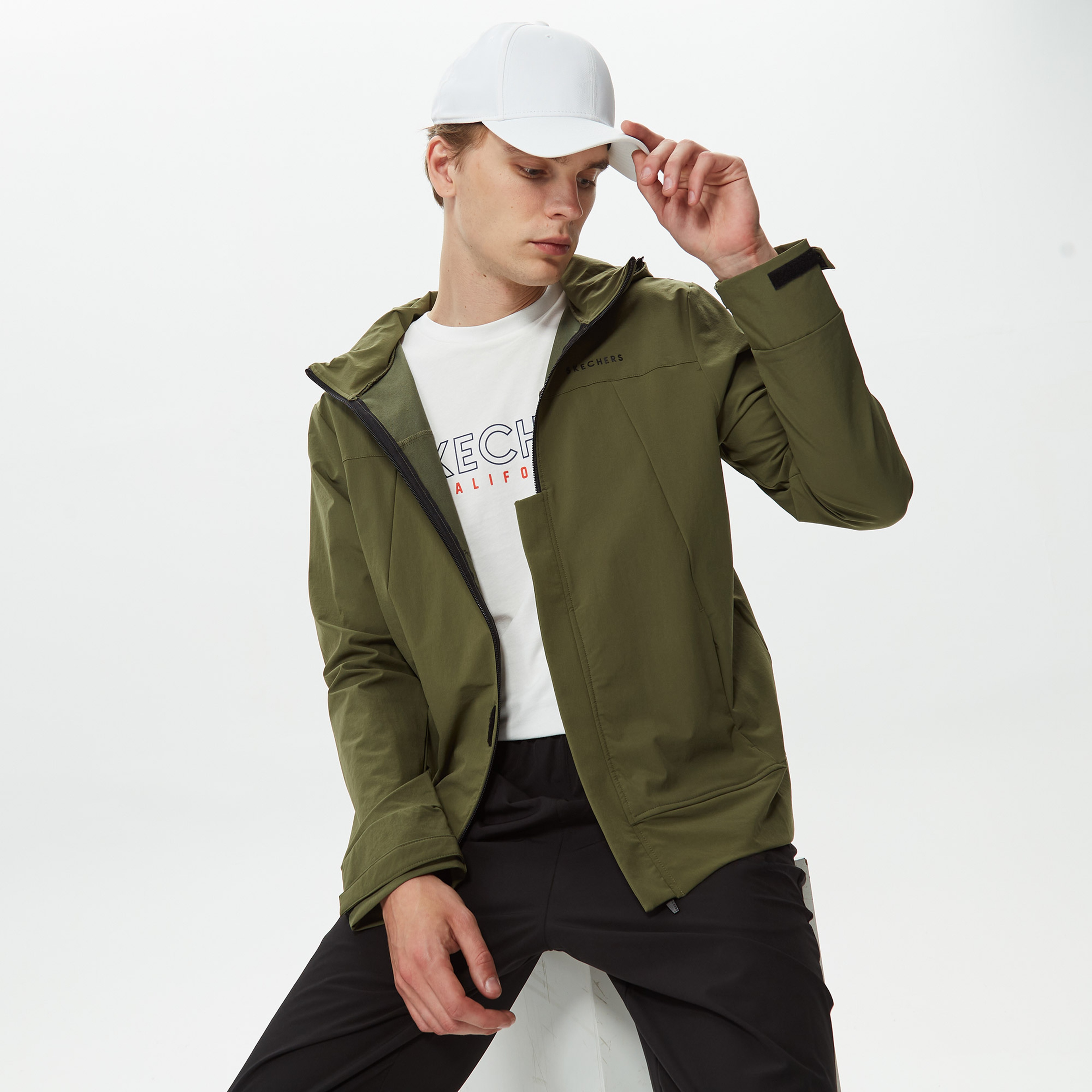 Skechers Micro Collection Mesh Detail Full Zip Erkek Haki Ceket