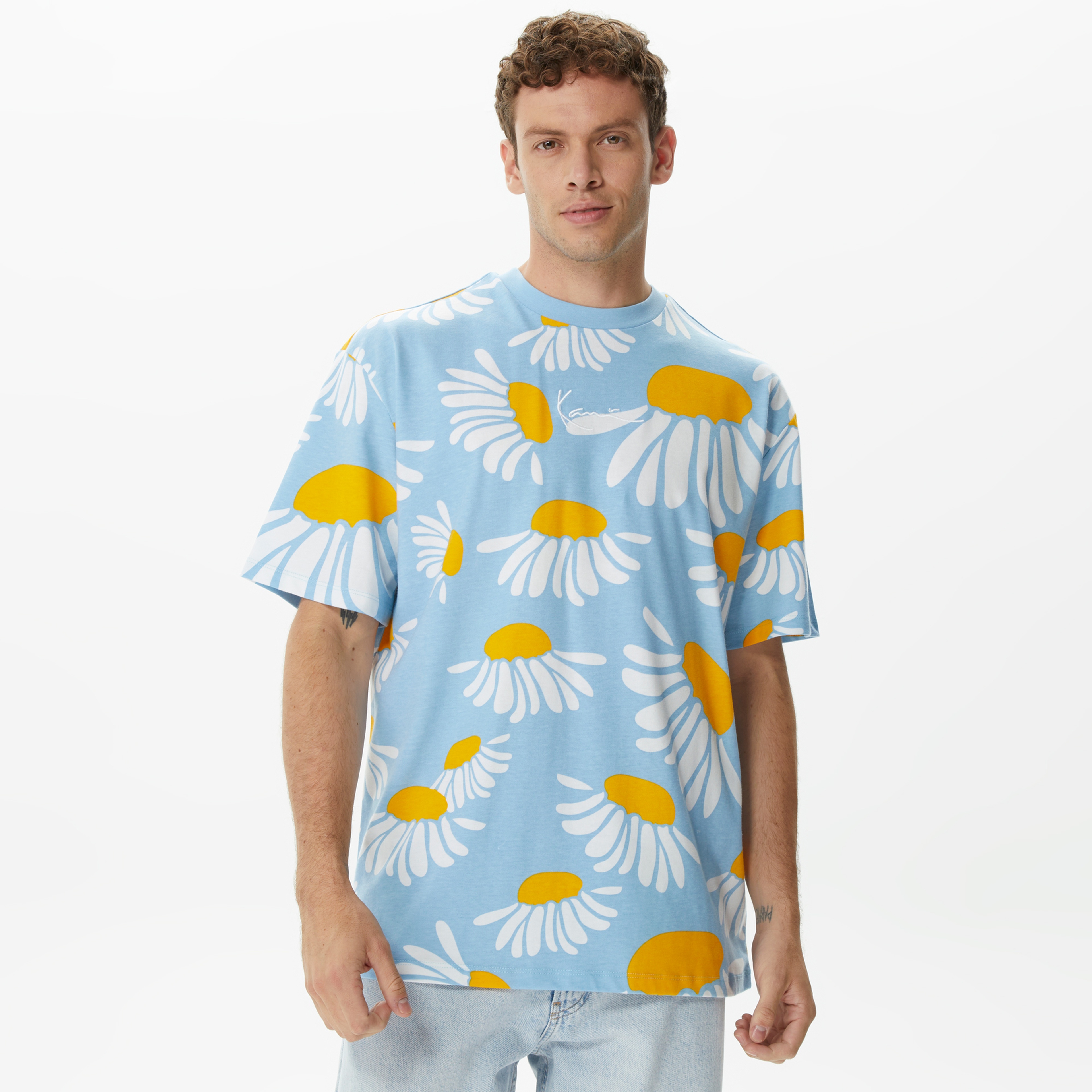 Karl Kani Small Signature Daisy Erkek Mavi T-Shirt