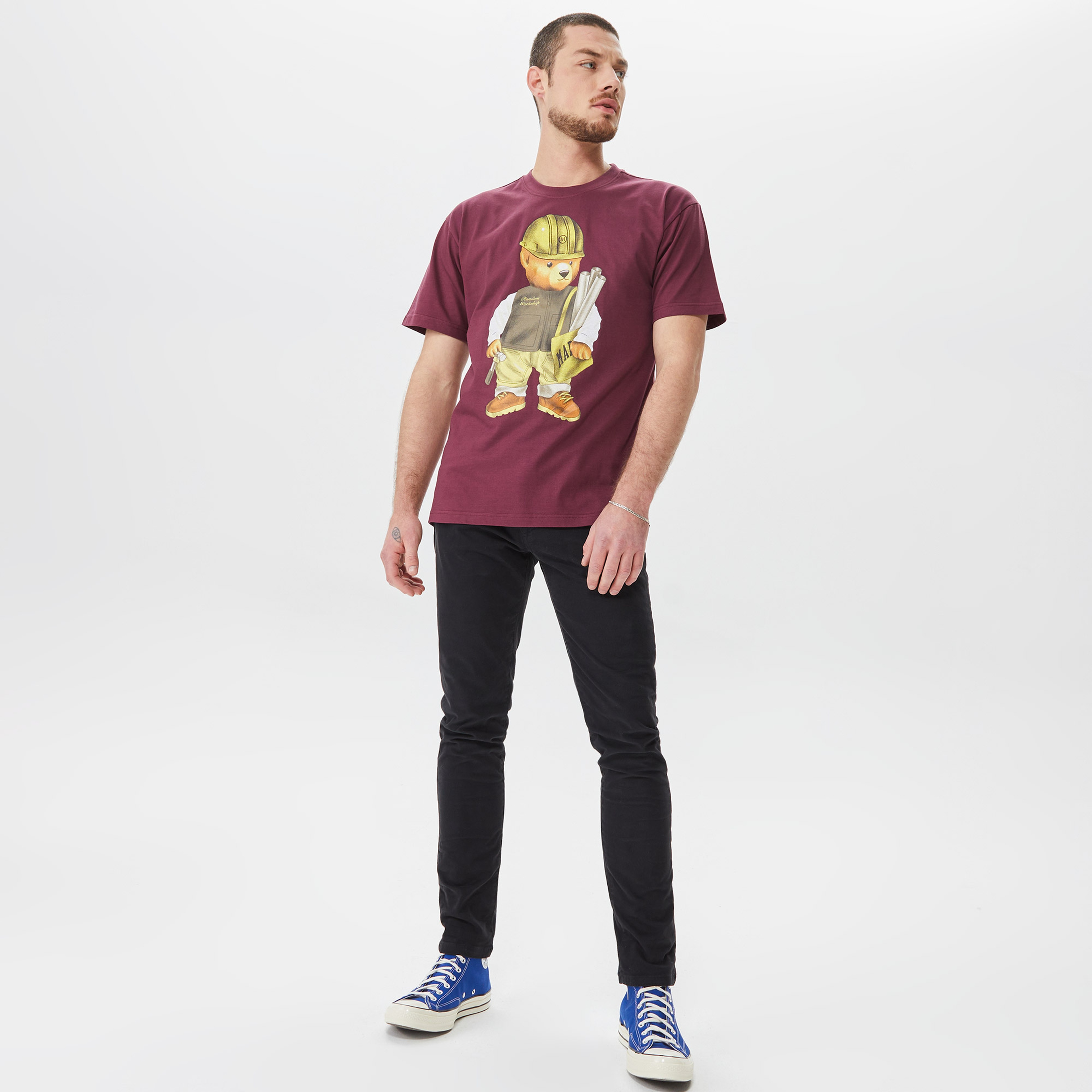 Market Workshop Bear Erkek Bordo T-Shirt