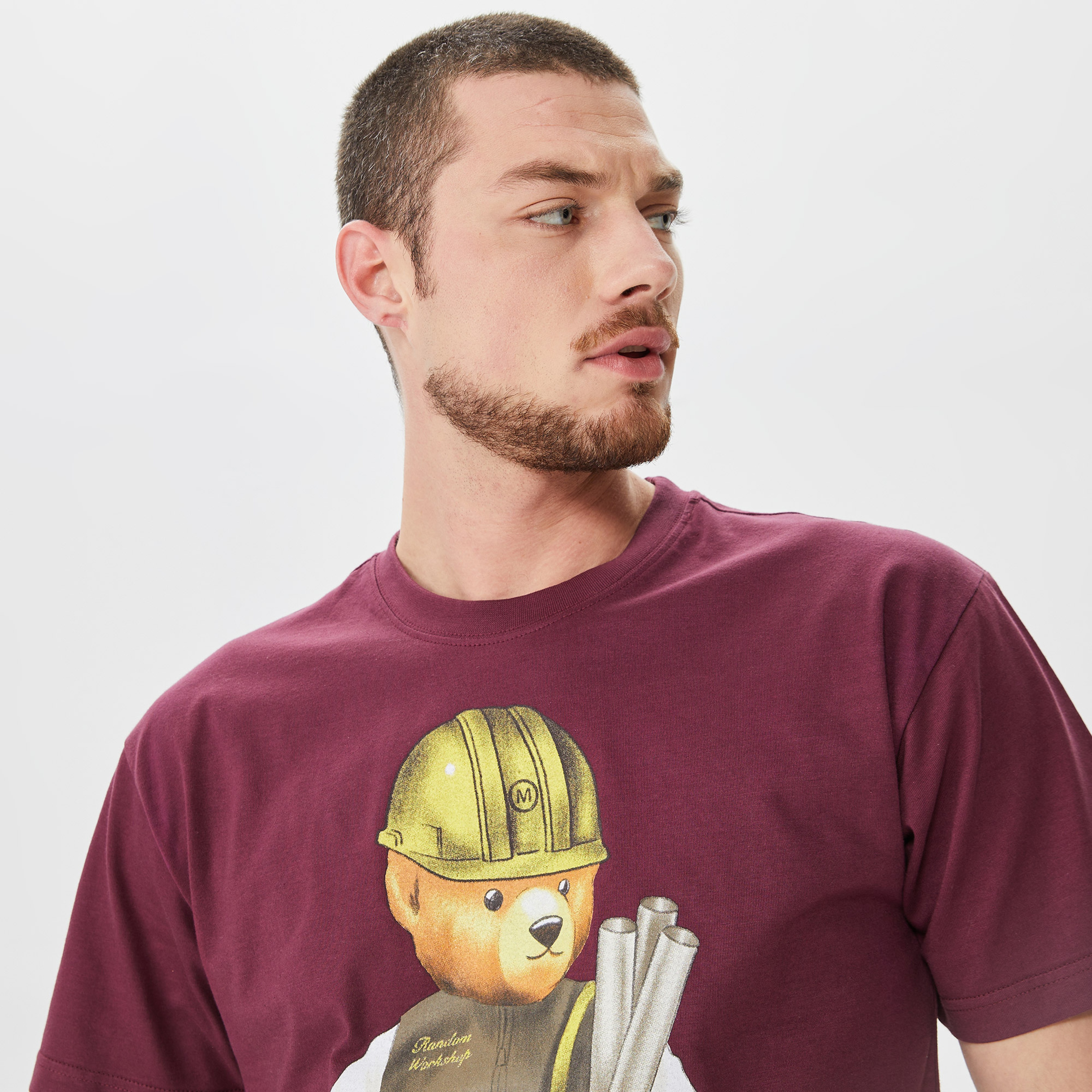 Market Workshop Bear Erkek Bordo T-Shirt