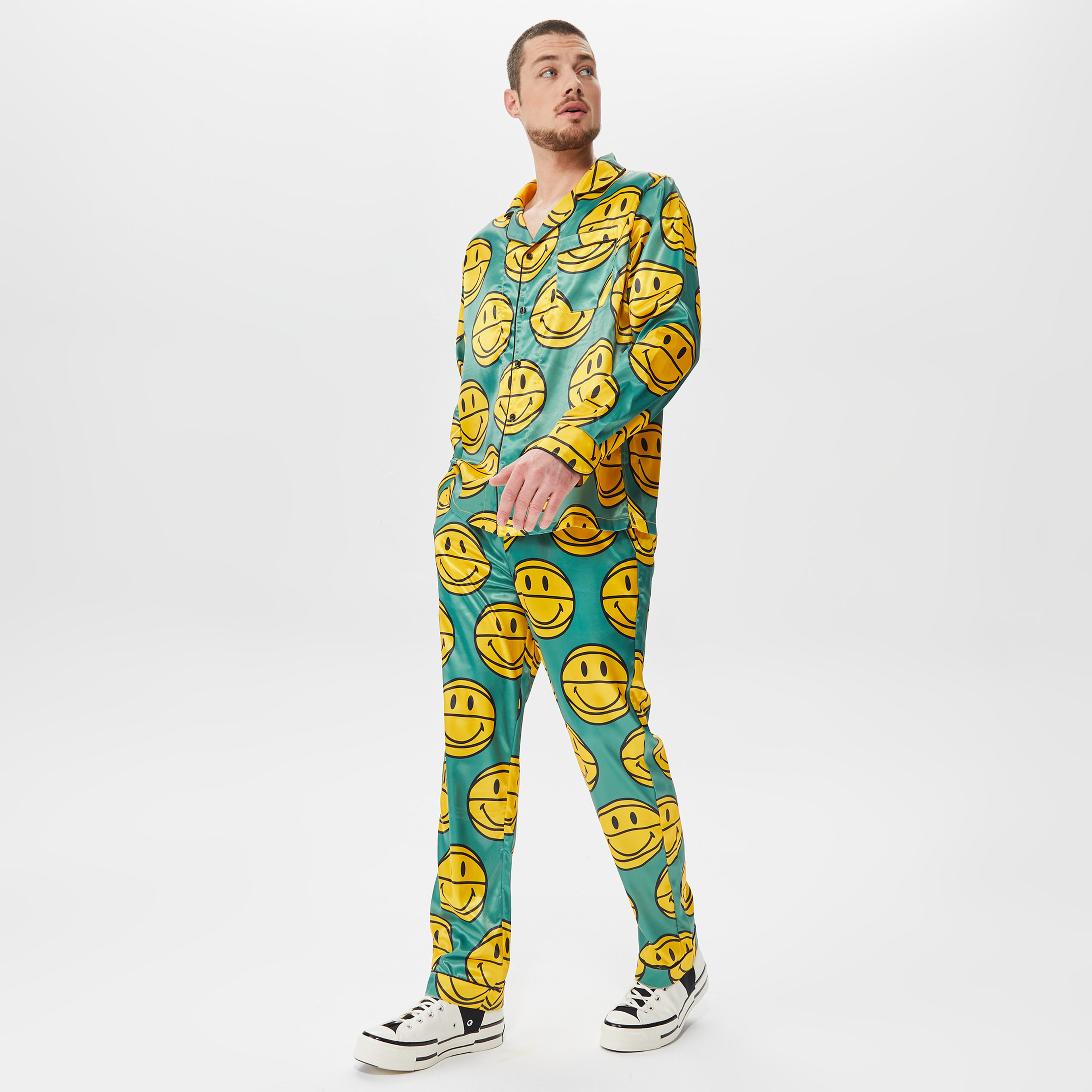 Market Smiley Basketball Pajama Set Erkek Yeşil Eşofman Altı
