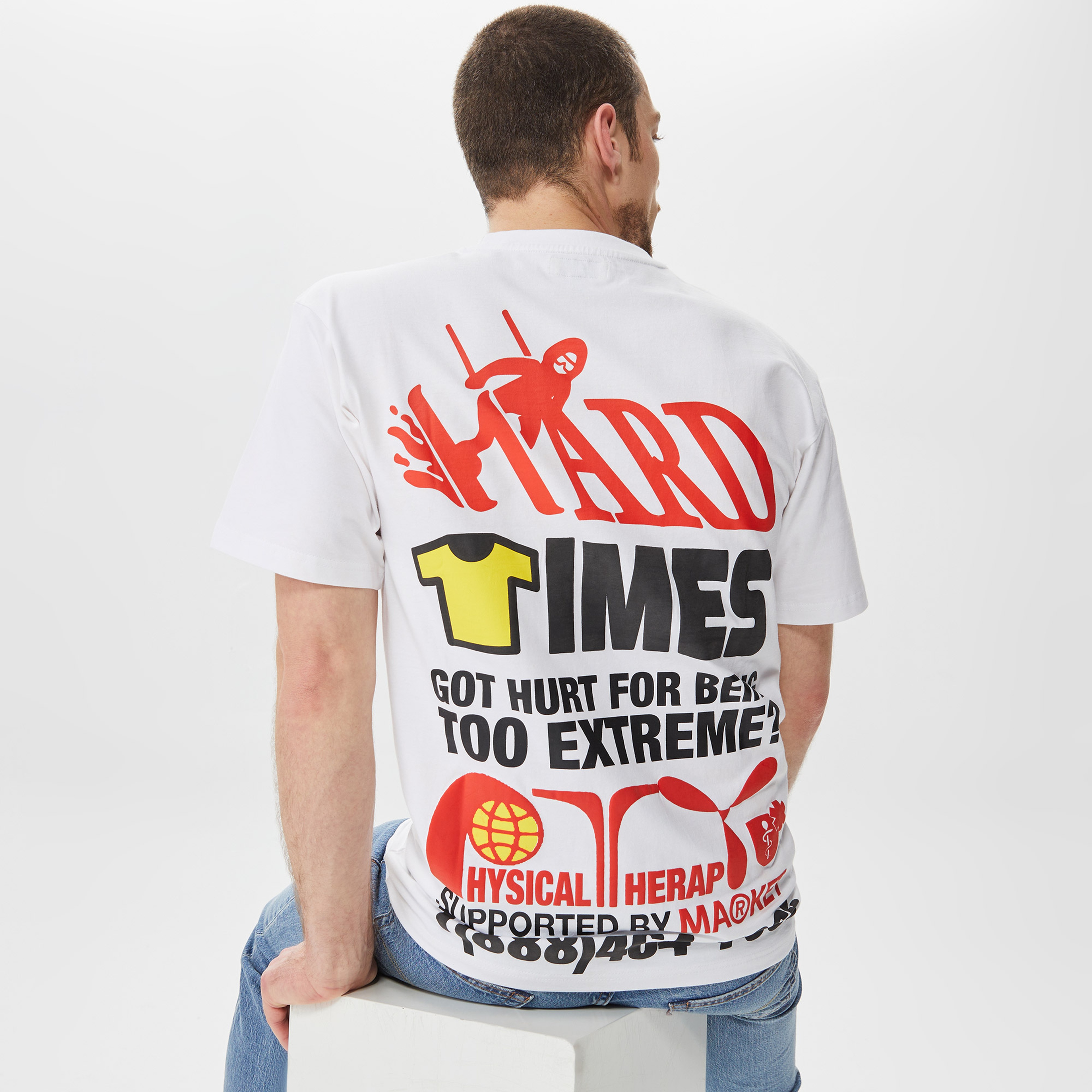 Market Hard Times Physical Therapy Erkek Beyaz T-Shirt