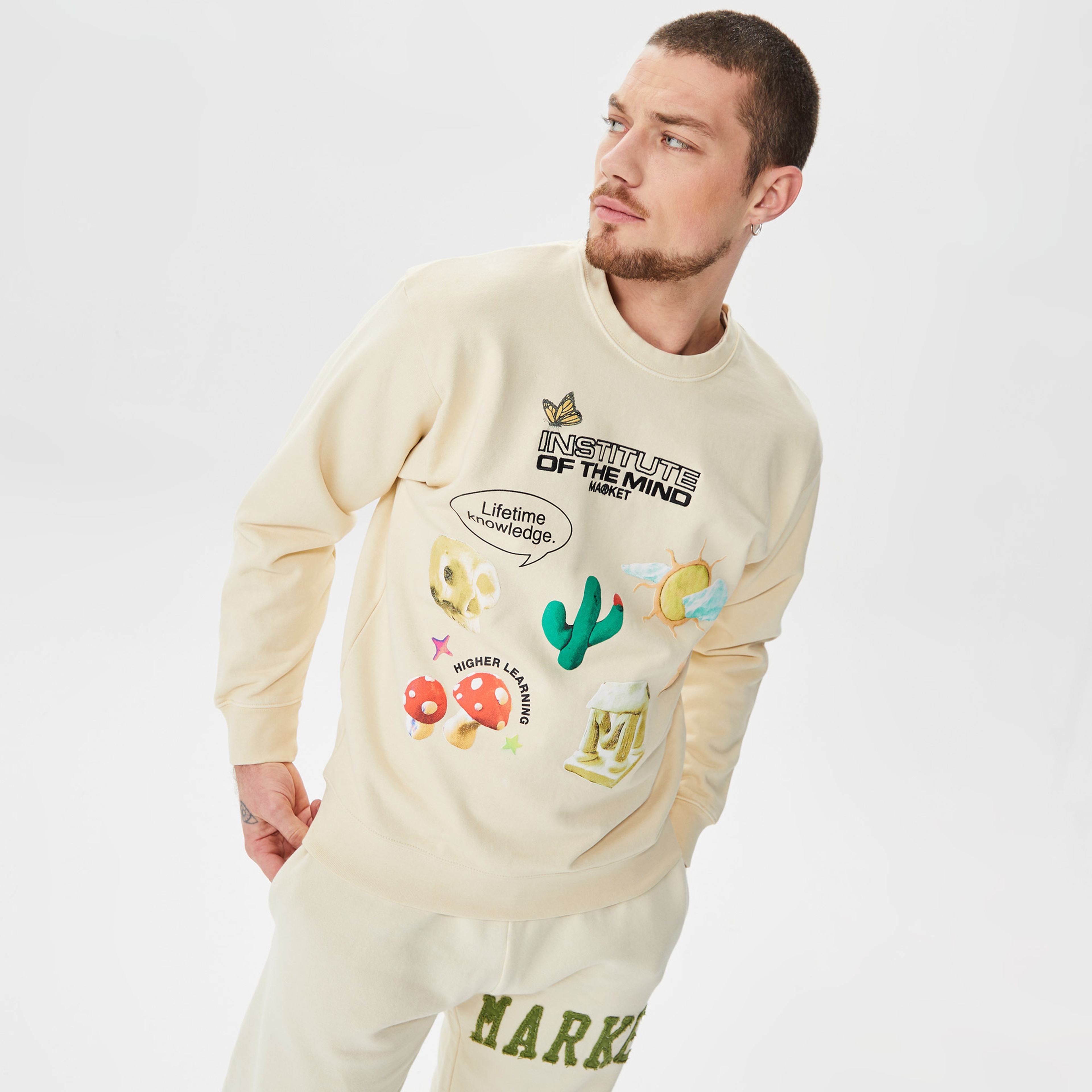 Market Institute Of The Mind Crewneck Erkek Bej Sweatshirt