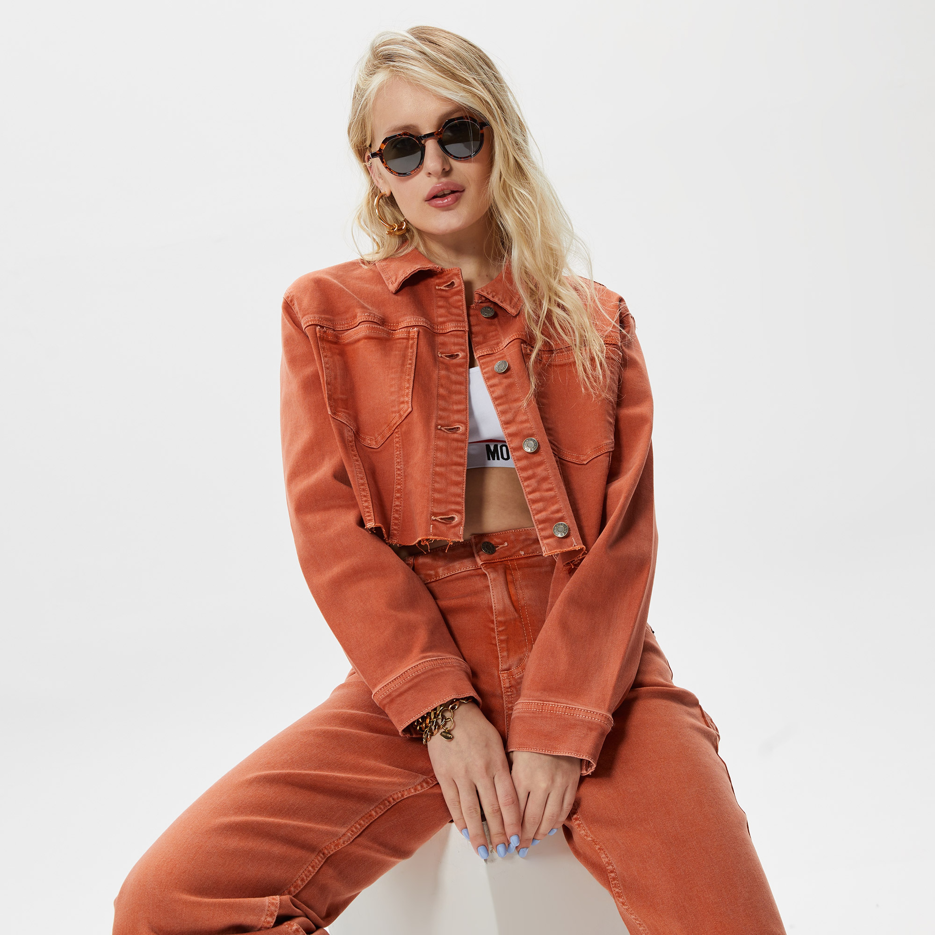 Guess Originals Sade Denim Kadın Turuncu Ceket