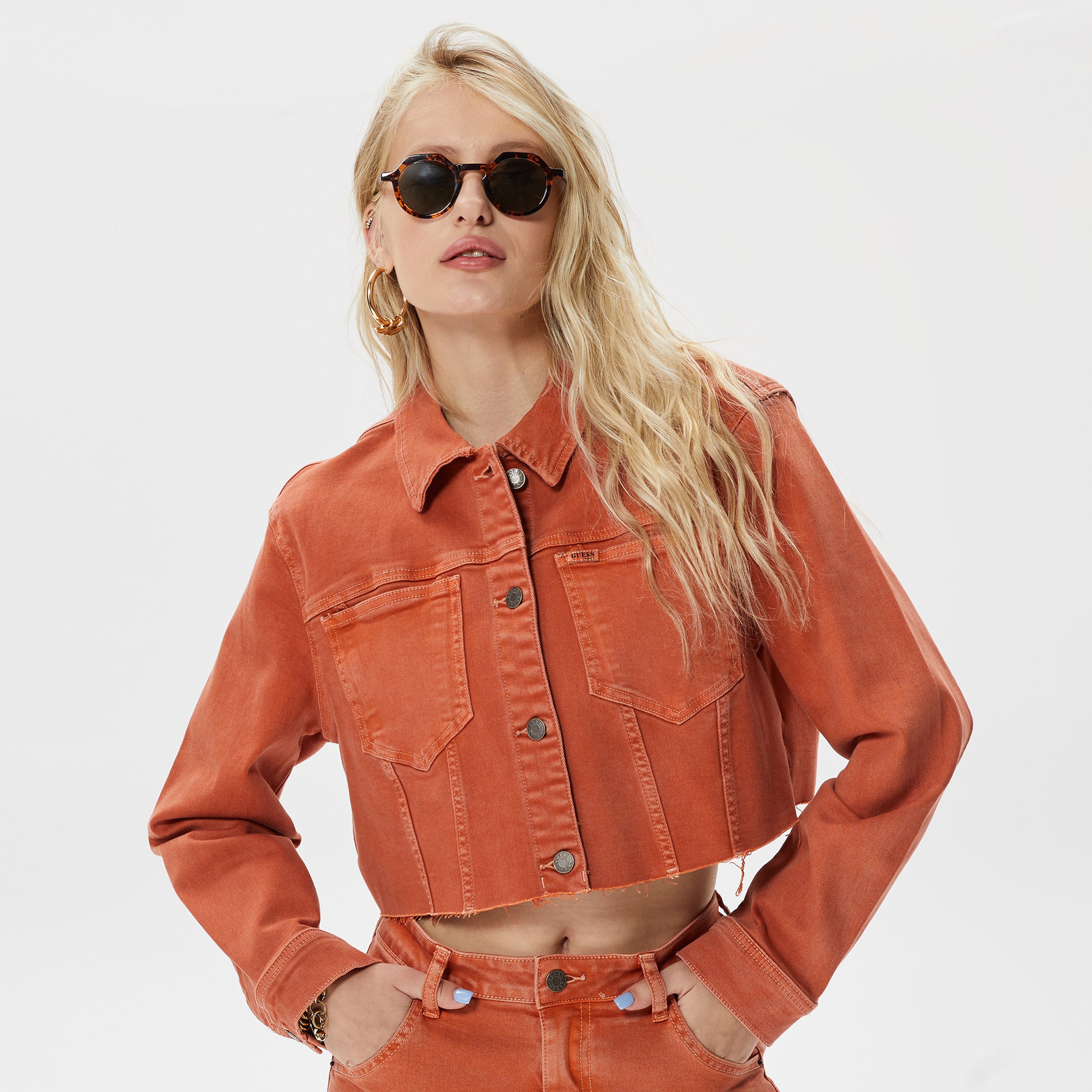 Guess Originals Sade Denim Kadın Turuncu Ceket