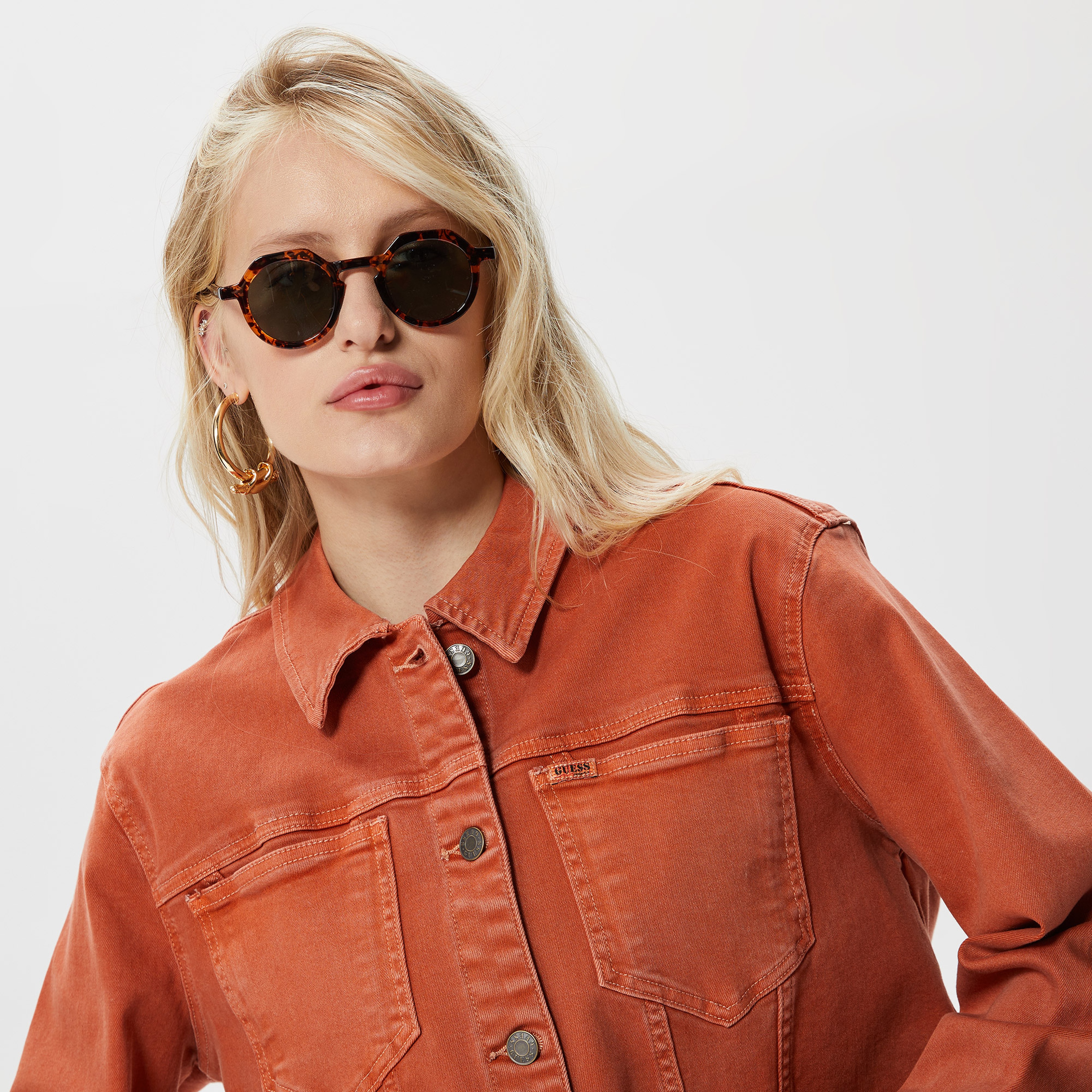 Guess Originals Sade Denim Kadın Turuncu Ceket