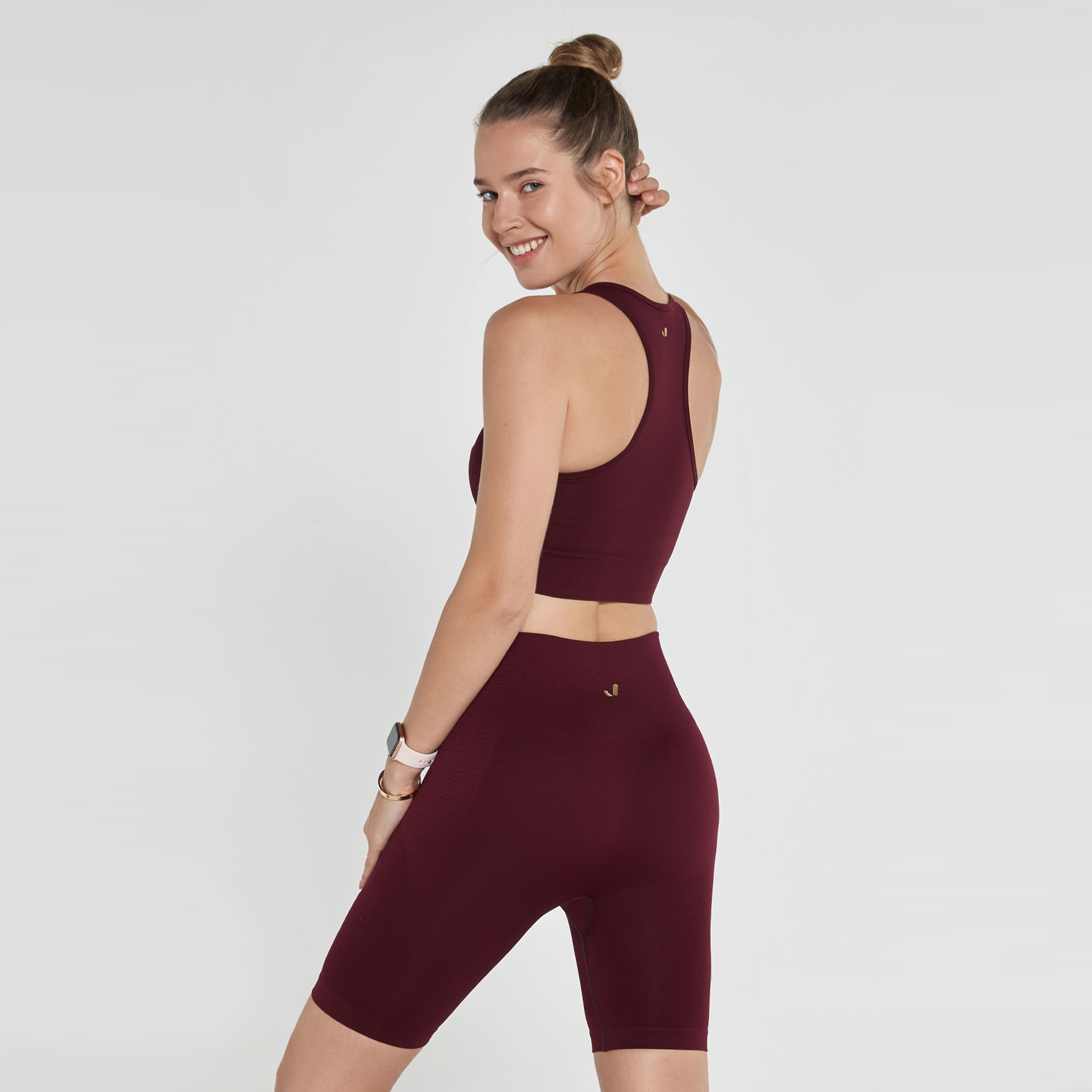 Jerf Gela Çift Katlı Kompress Kadın Bordo Sport Bra