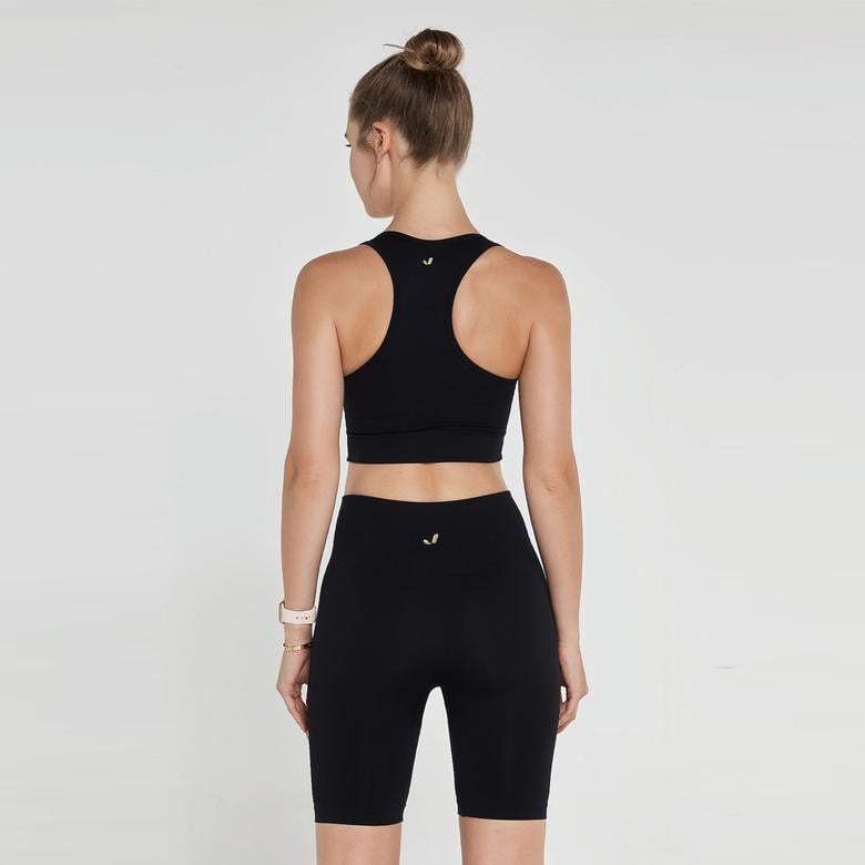 Jerf Gela Çift Katlı Kompress Kadın Siyah Sport Bra