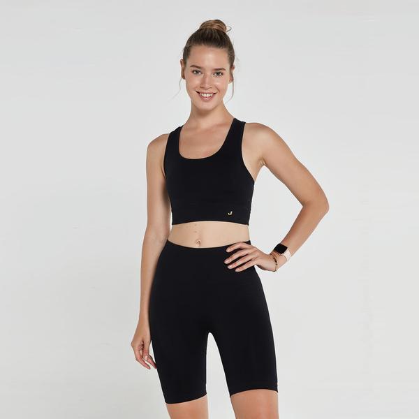 Jerf Gela Çift Katlı Kompress Kadın Siyah Sport Bra