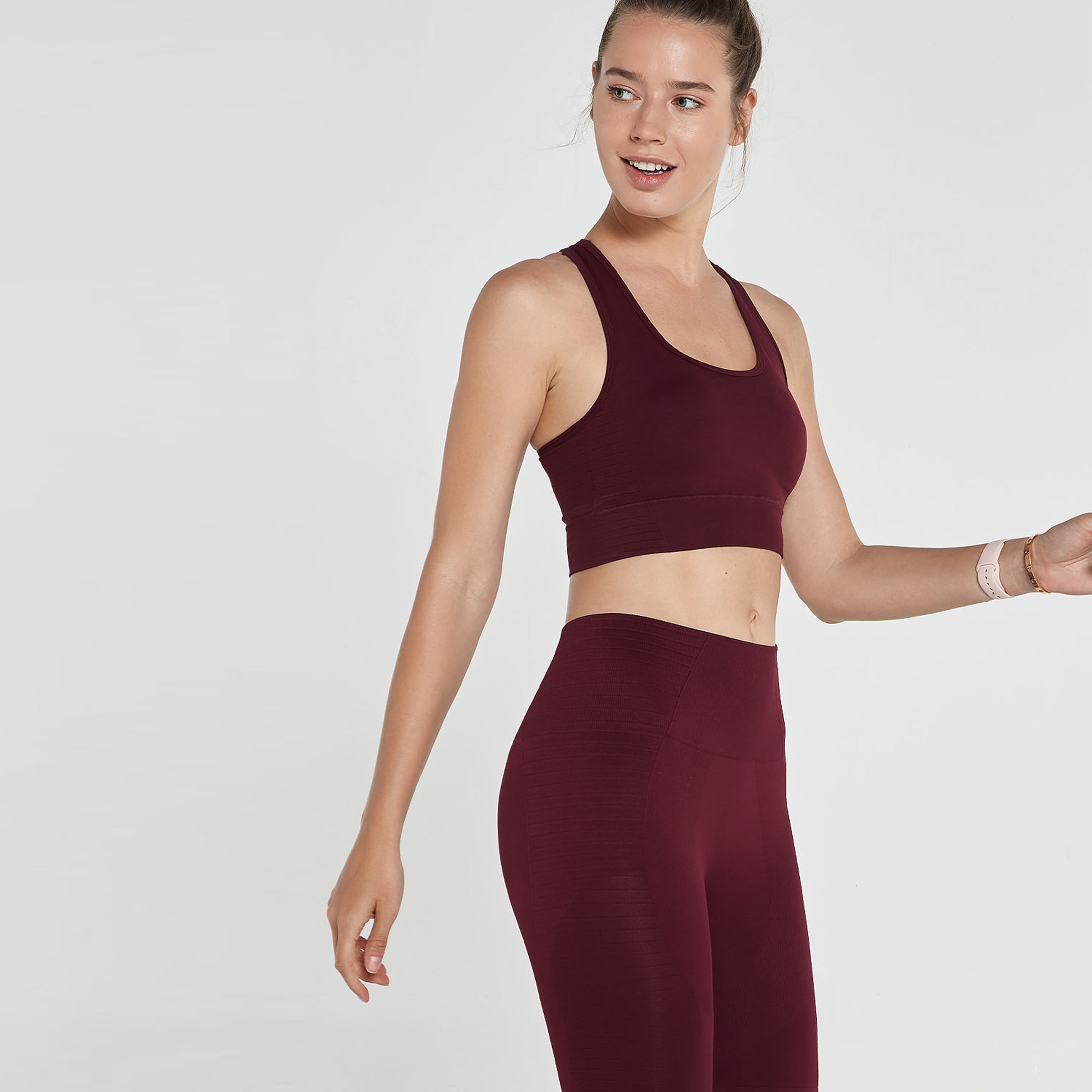 Jerf Gela Çift Katlı Kompress Kadın Bordo Sport Bra