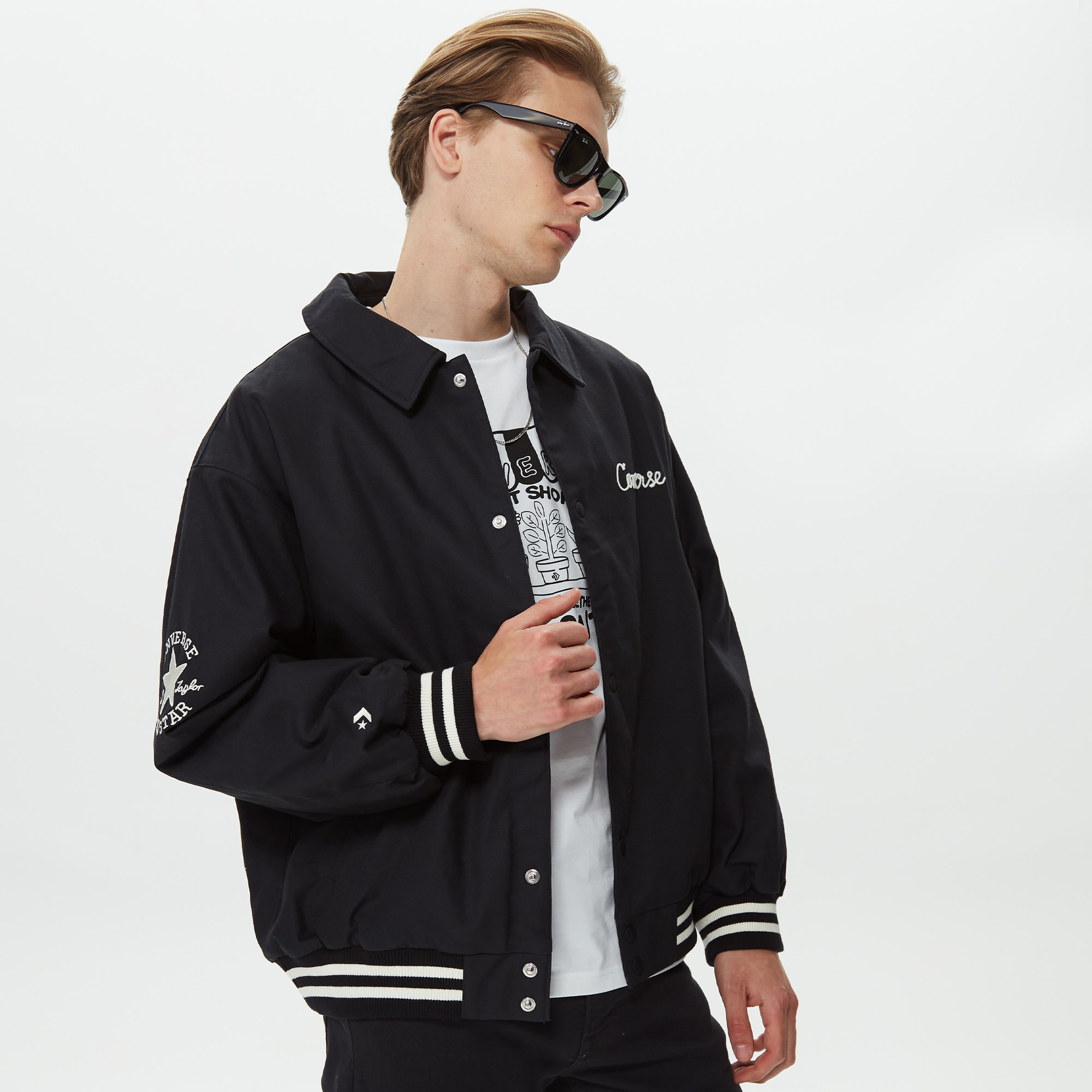 Converse Varsity Padded Bomber Erkek Siyah Ceket