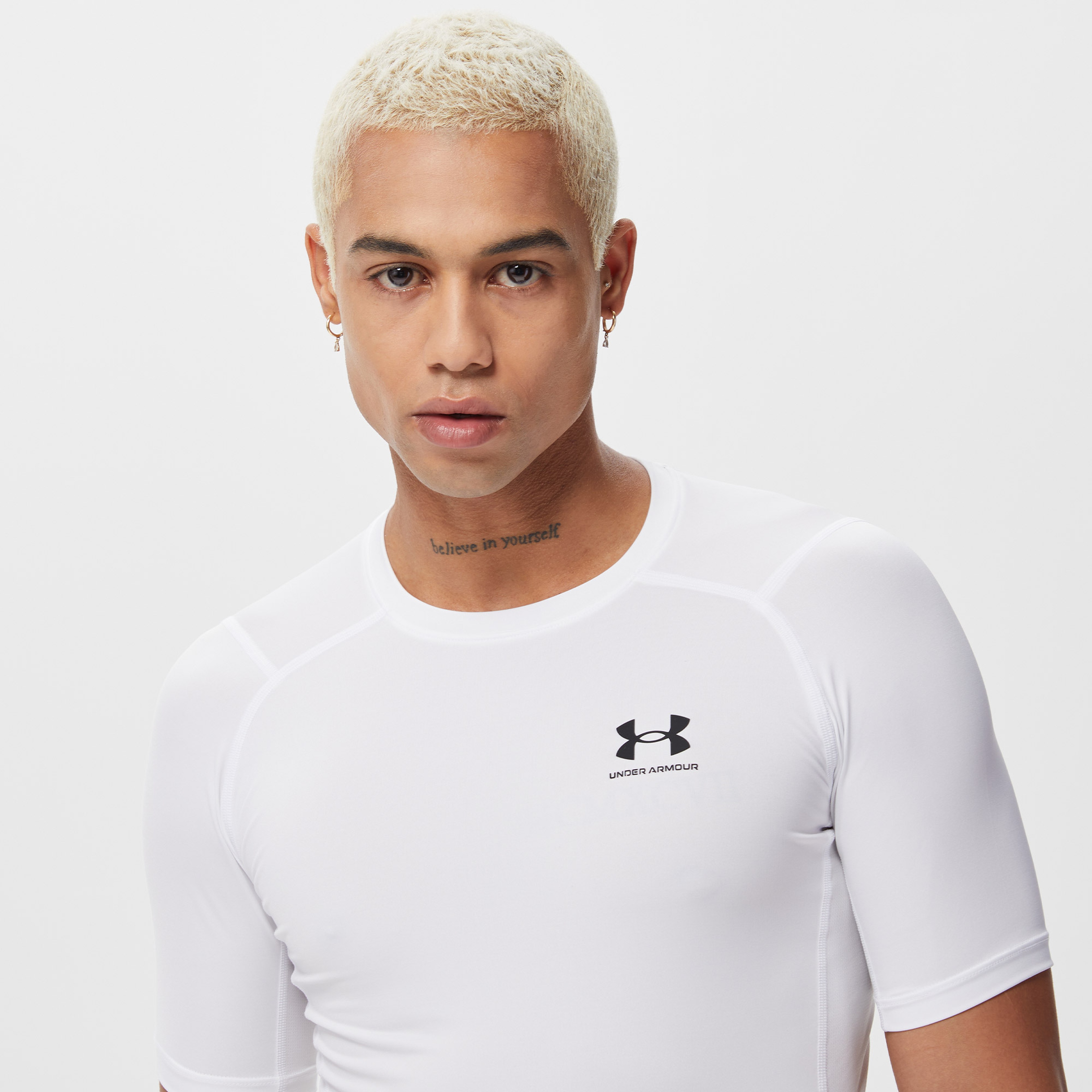 Under Armour Hg Armour Comp Erkek Beyaz T-Shirt