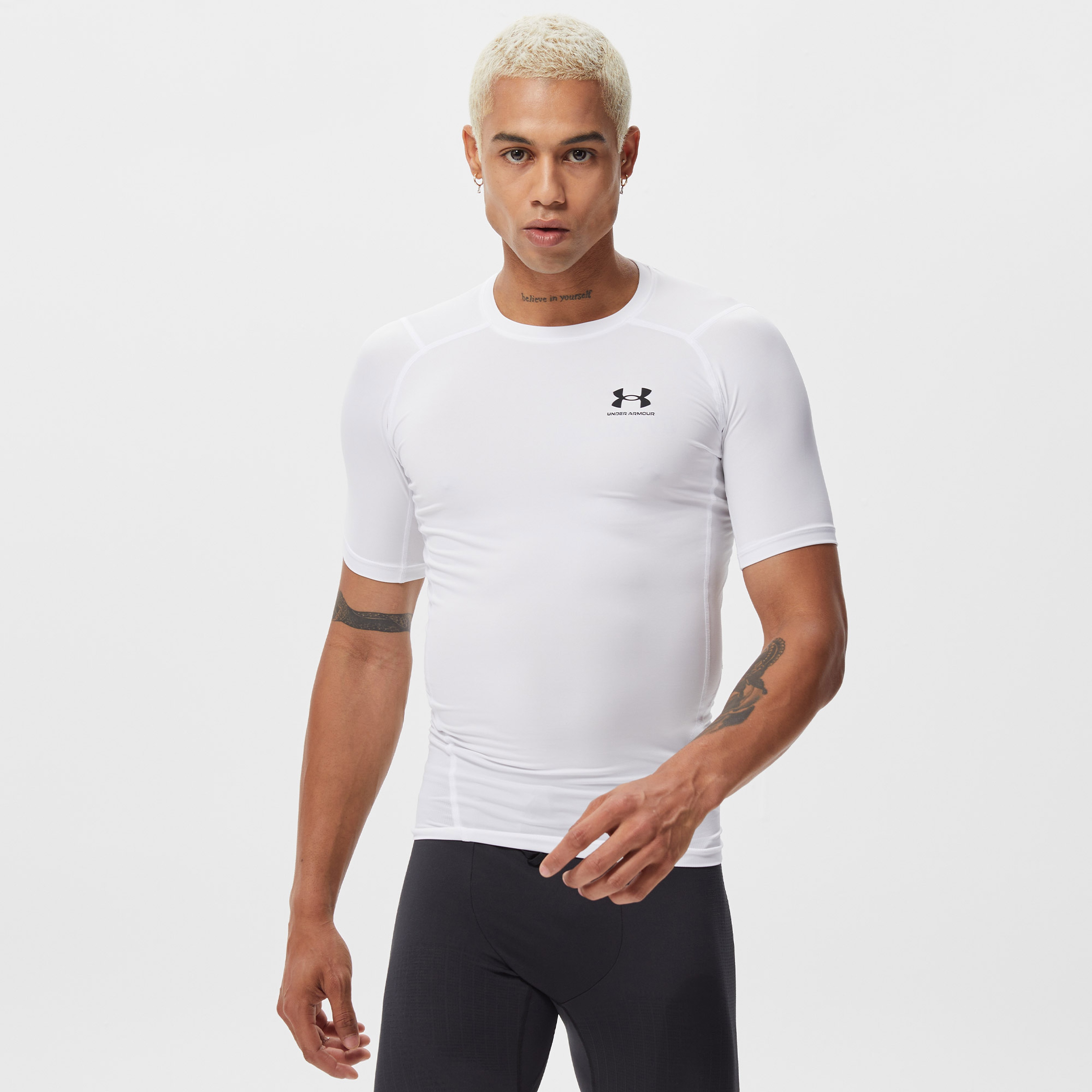 Under Armour Hg Armour Comp Erkek Beyaz T-Shirt