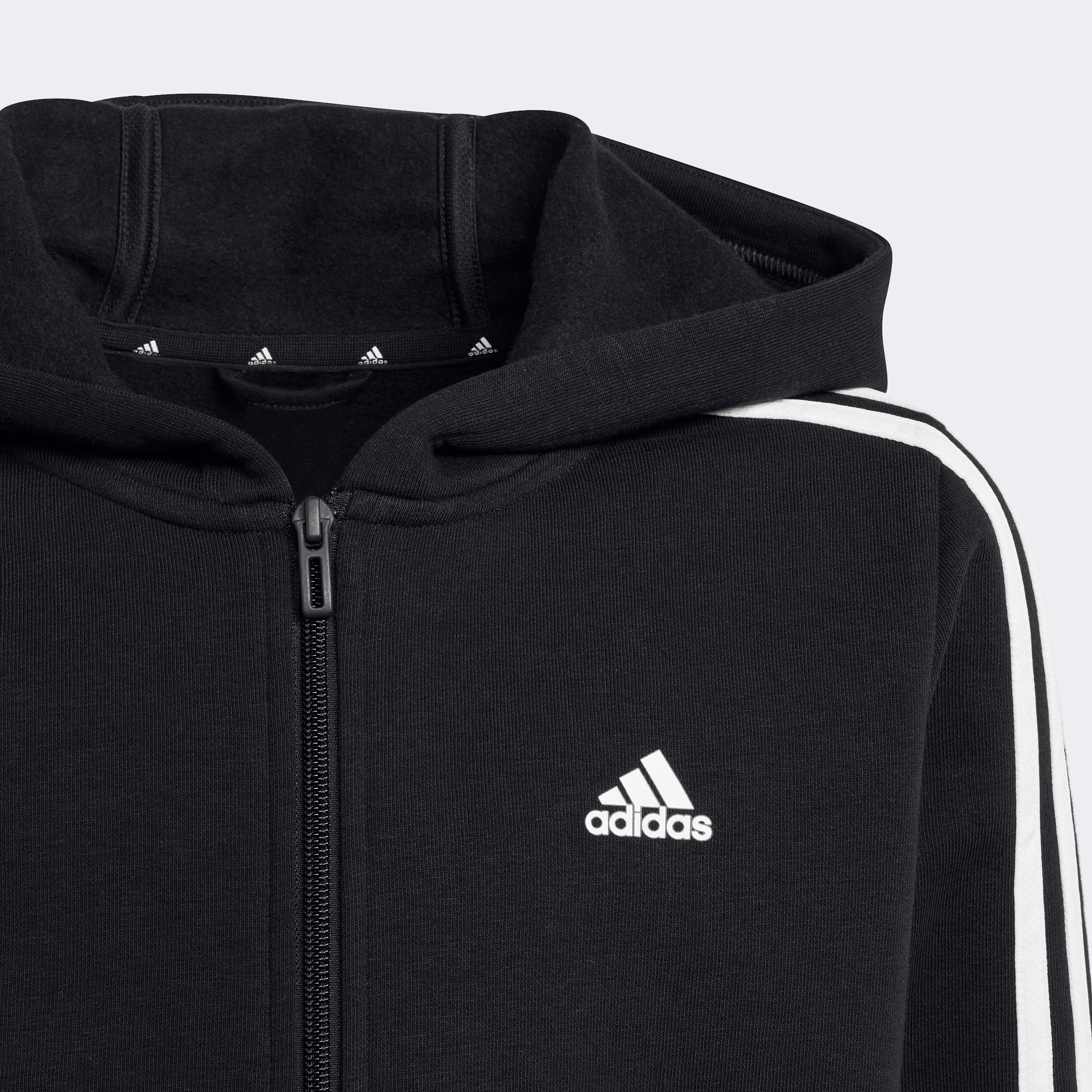 adidas Essentials 3-Stripes Fleece Çocuk Siyah Eşofman Üstü