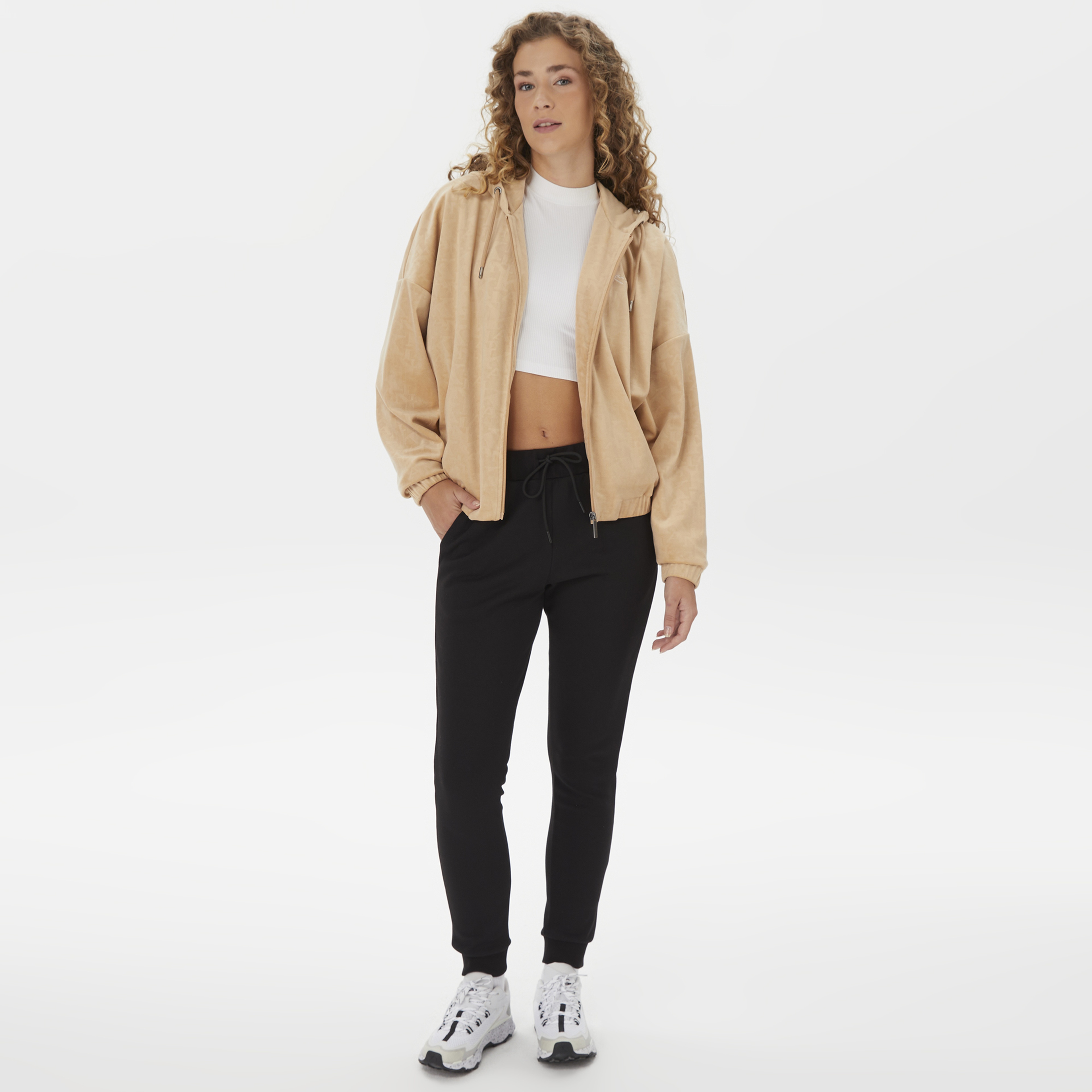 Karl Kani Signature Velvet Logo Wide Leg Erkek Bej Sweatshirt