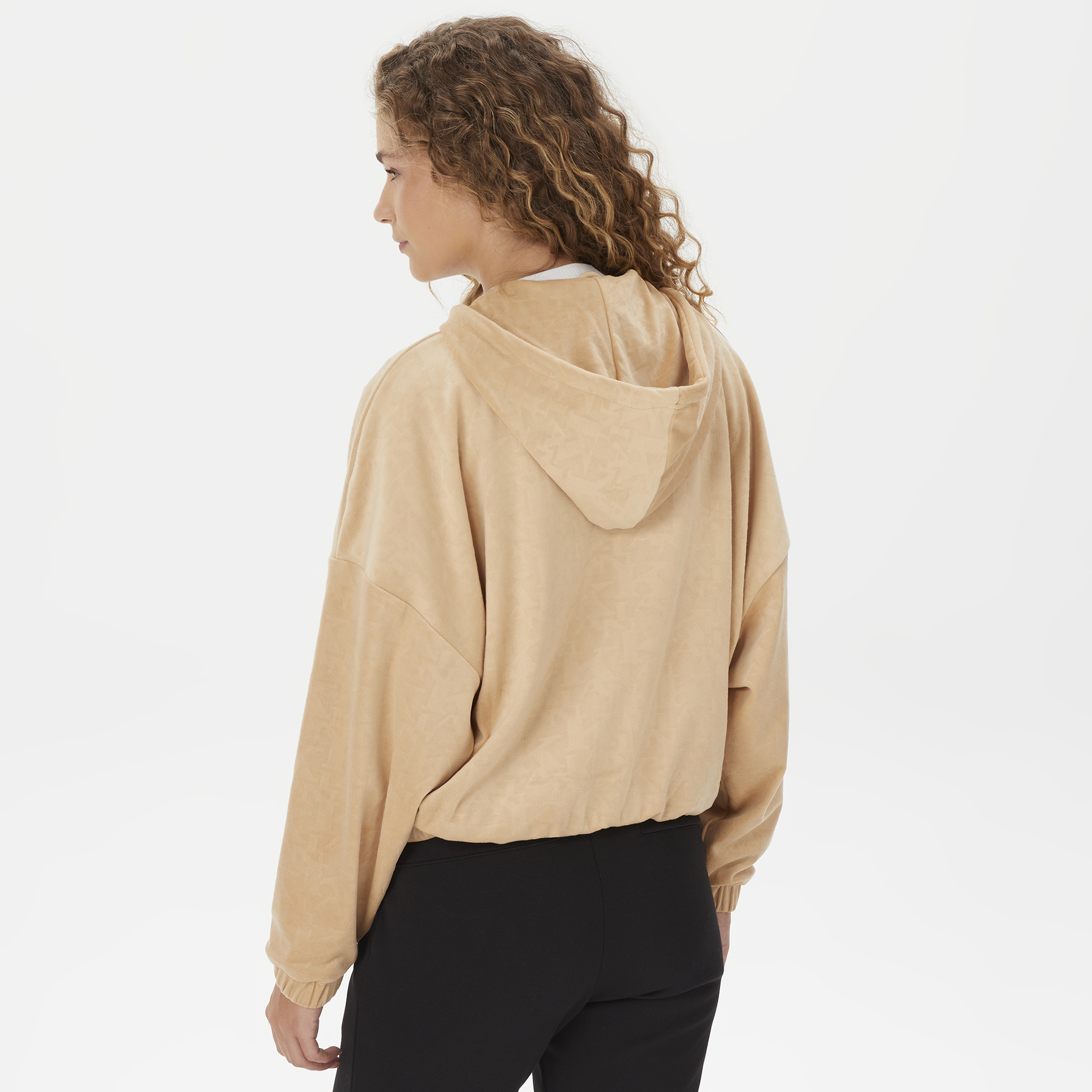 Karl Kani Signature Velvet Logo Wide Leg Erkek Bej Sweatshirt