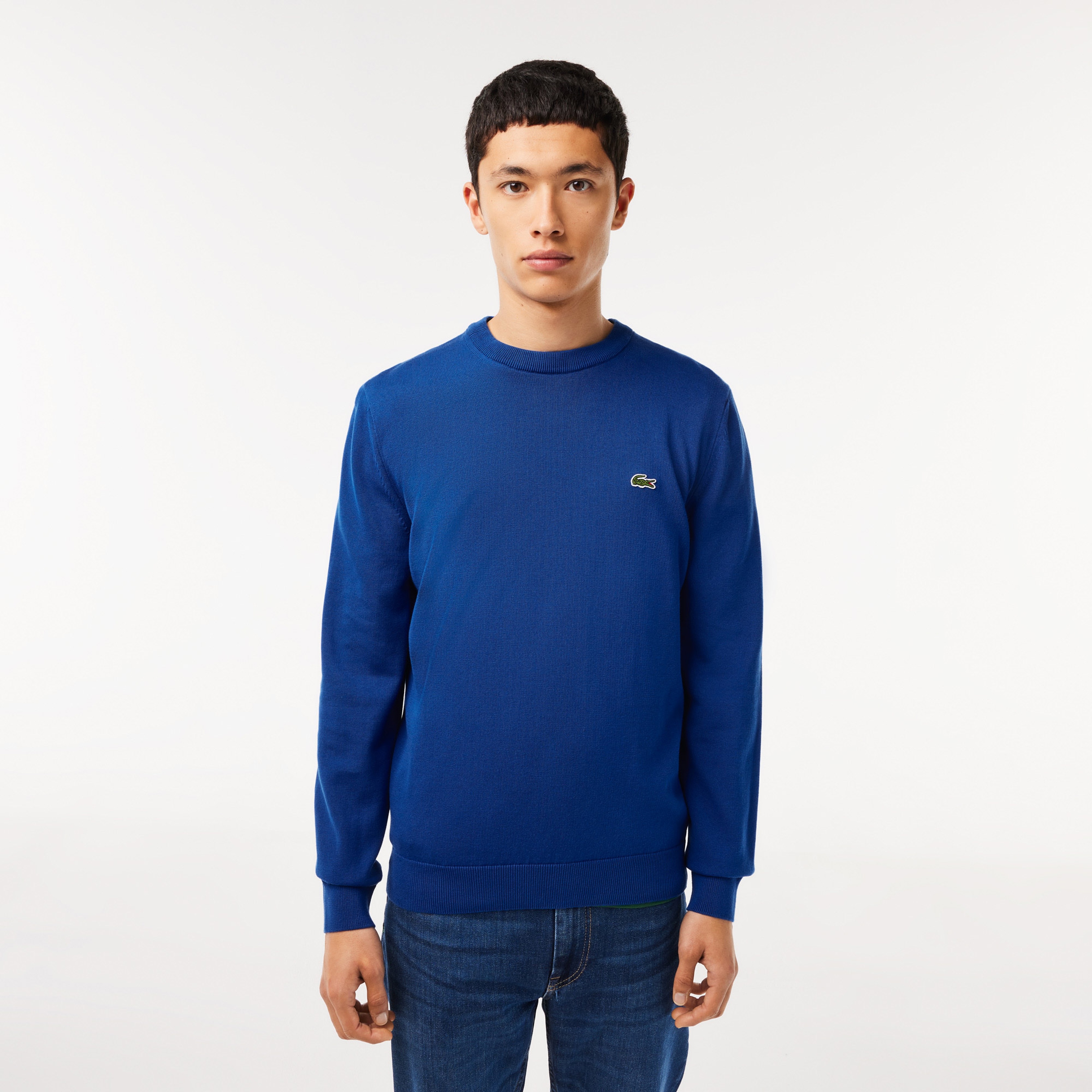 Lacoste Erkek Regular Fit Bisiklet Yaka Organik Pamuk Mavi Kazak